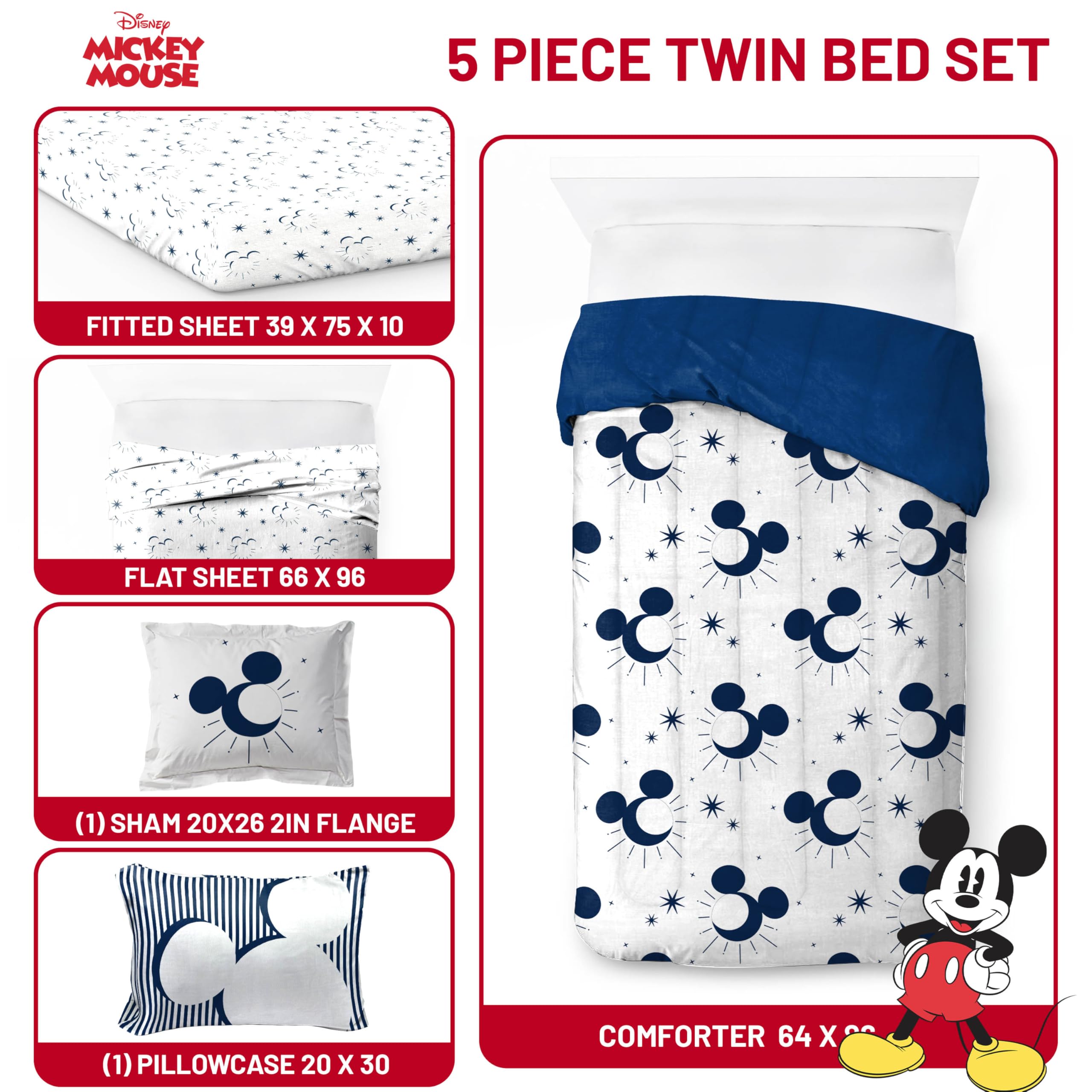 Foto 4 pulgar | Set De Edredón Jay Franco Disney Mickey Mouse, Doble, 5 Piezas - Venta Internacional.