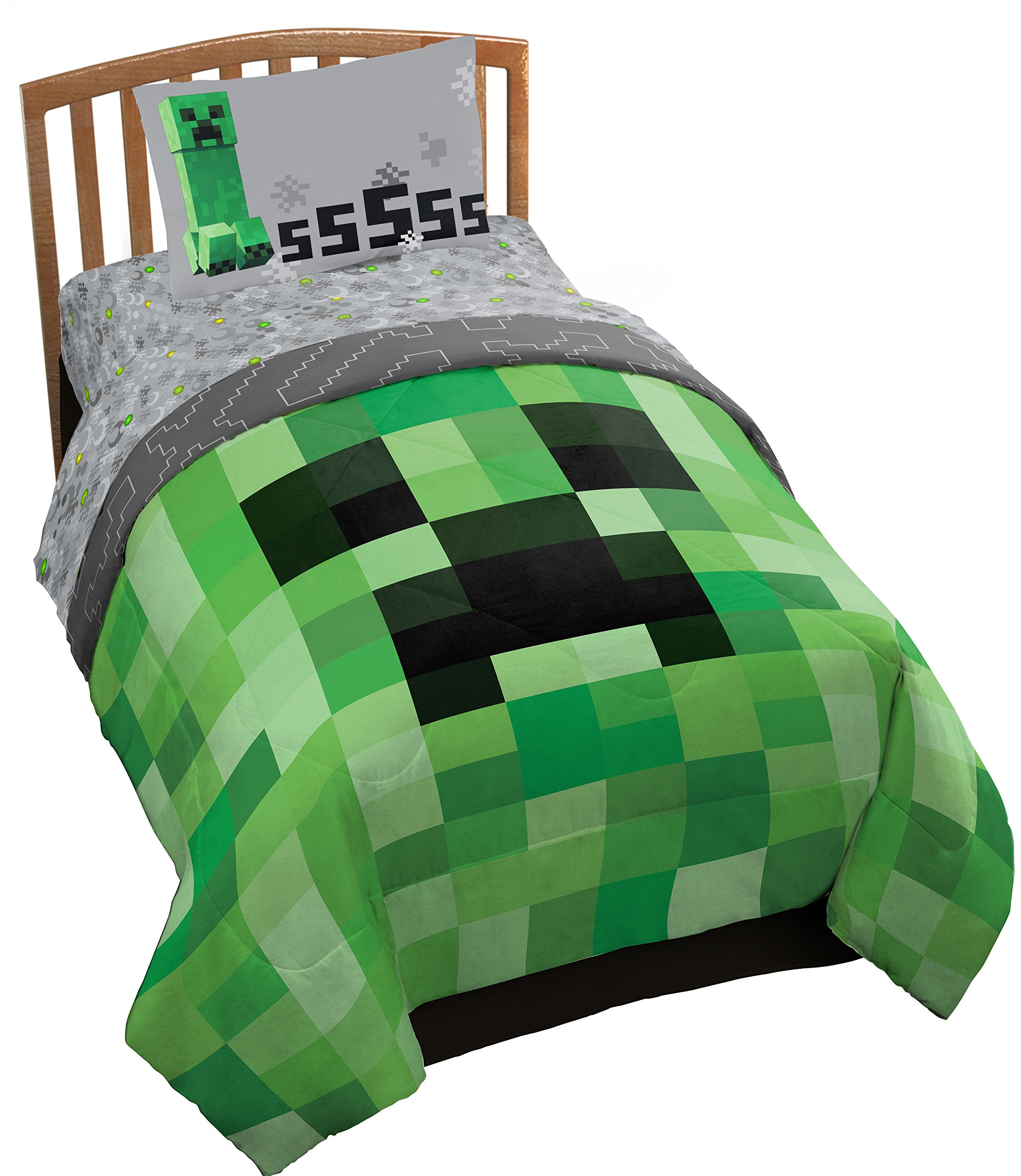 Foto 2 pulgar | Juego De Cama Jay Franco Minecraft Creeper, Tamaño Doble, 4 Piezas - Venta Internacional.