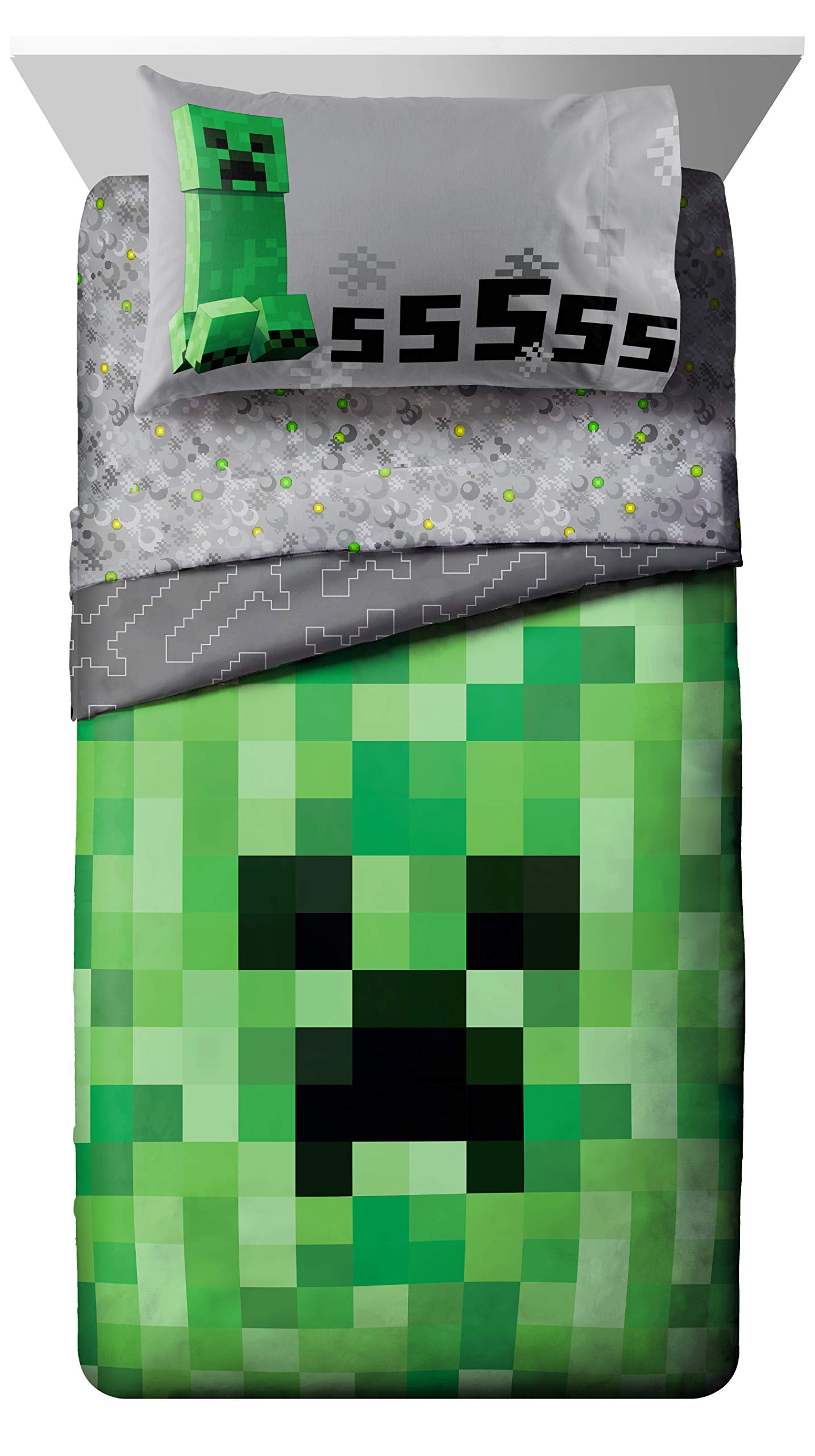 Foto 3 pulgar | Juego De Cama Jay Franco Minecraft Creeper, Tamaño Doble, 4 Piezas - Venta Internacional.