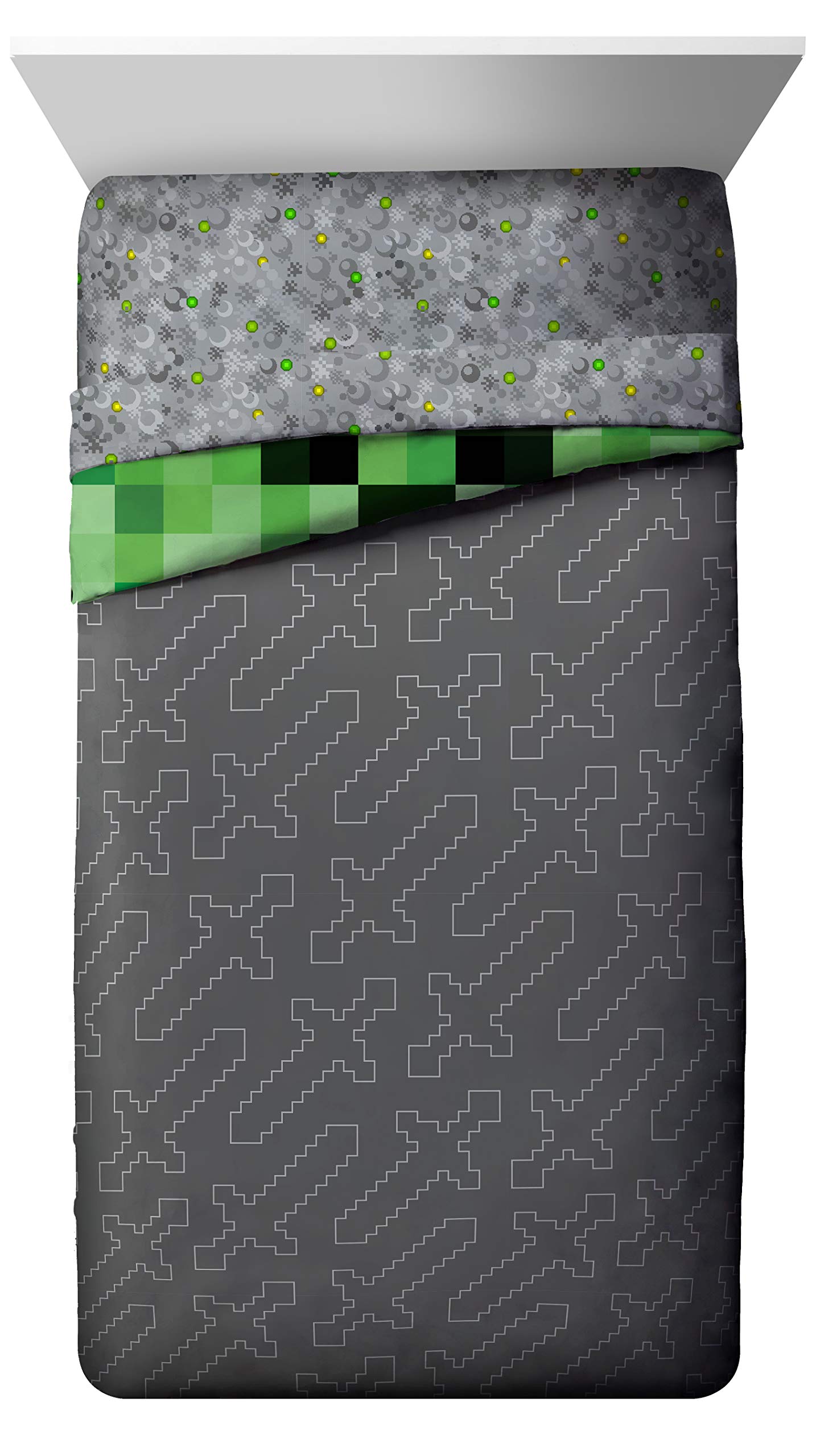 Foto 4 pulgar | Juego De Cama Jay Franco Minecraft Creeper, Tamaño Doble, 4 Piezas - Venta Internacional.