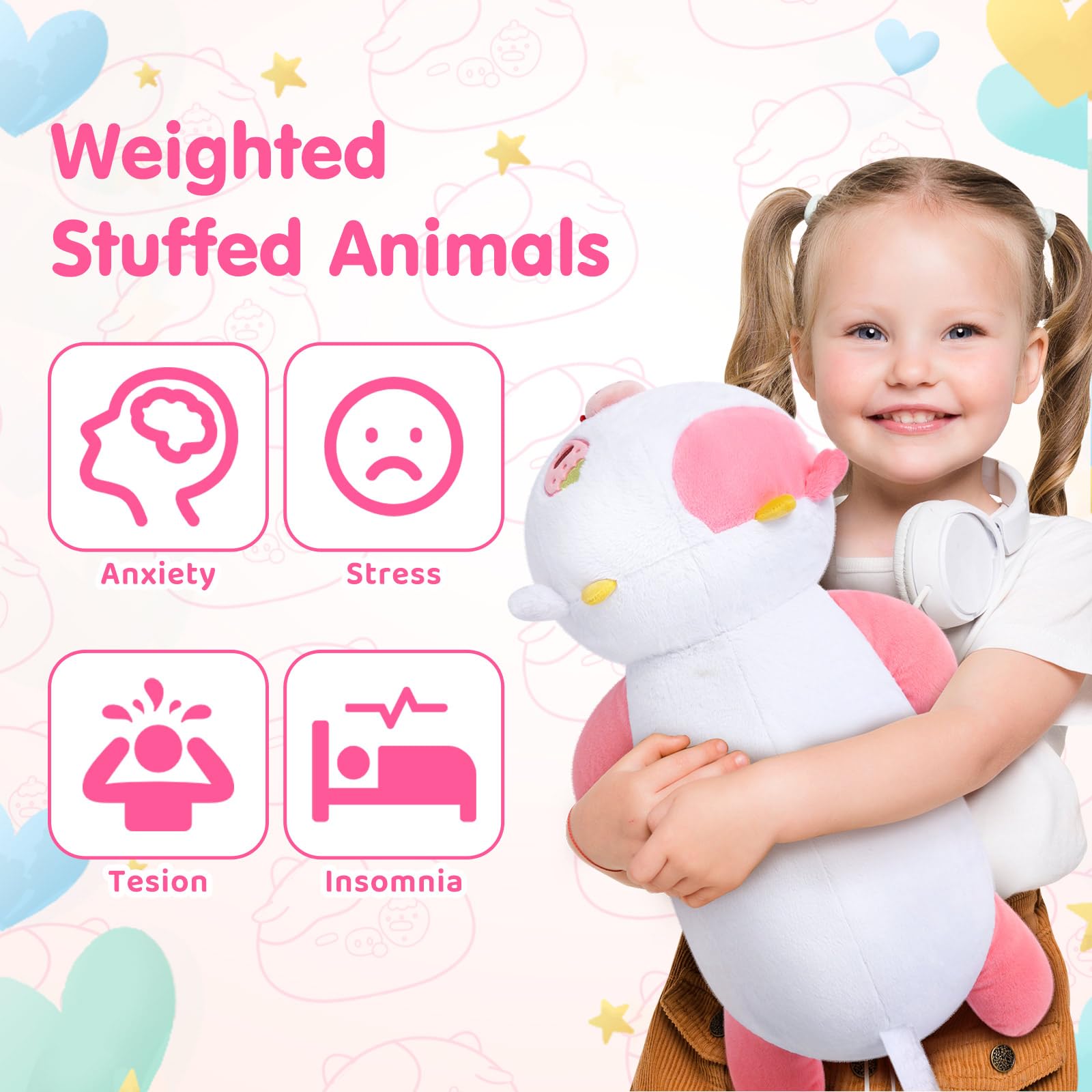 Foto 4 pulgar | Peluche Pesado Mewaii, Vaca Fresa Pesada, 1,8 Kg - Venta Internacional.