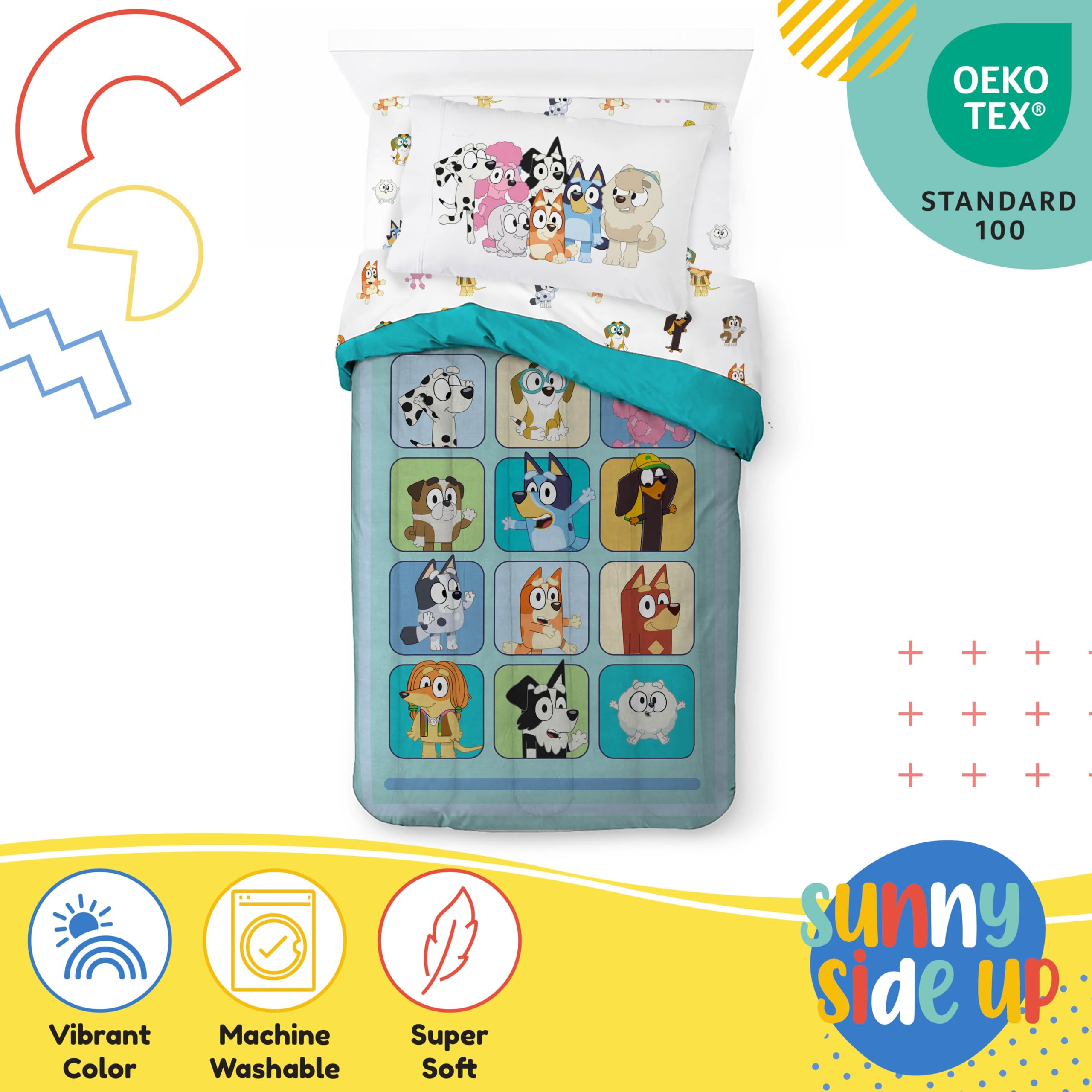 Foto 5 pulgar | Juego De Edredón Sunny Side Up Bluey & Friends Twin Kids, 5 Unidades - Venta Internacional.
