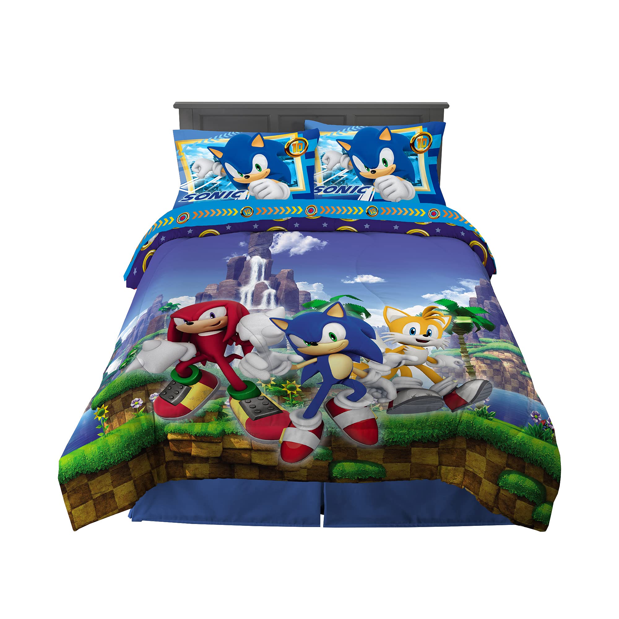 Foto 2 pulgar | Juego De Ropa De Cama Franco Sonic The Hedgehog, Tamaño Completo, 5 Piezas - Venta Internacional.