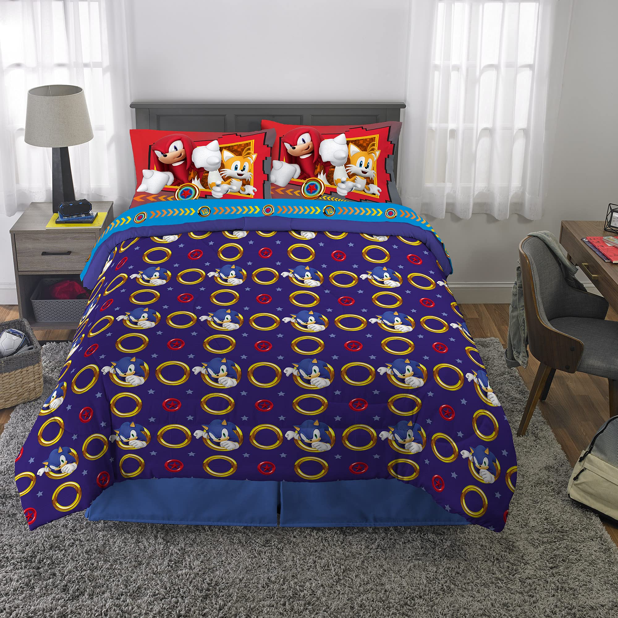 Foto 6 pulgar | Juego De Ropa De Cama Franco Sonic The Hedgehog, Tamaño Completo, 5 Piezas - Venta Internacional.
