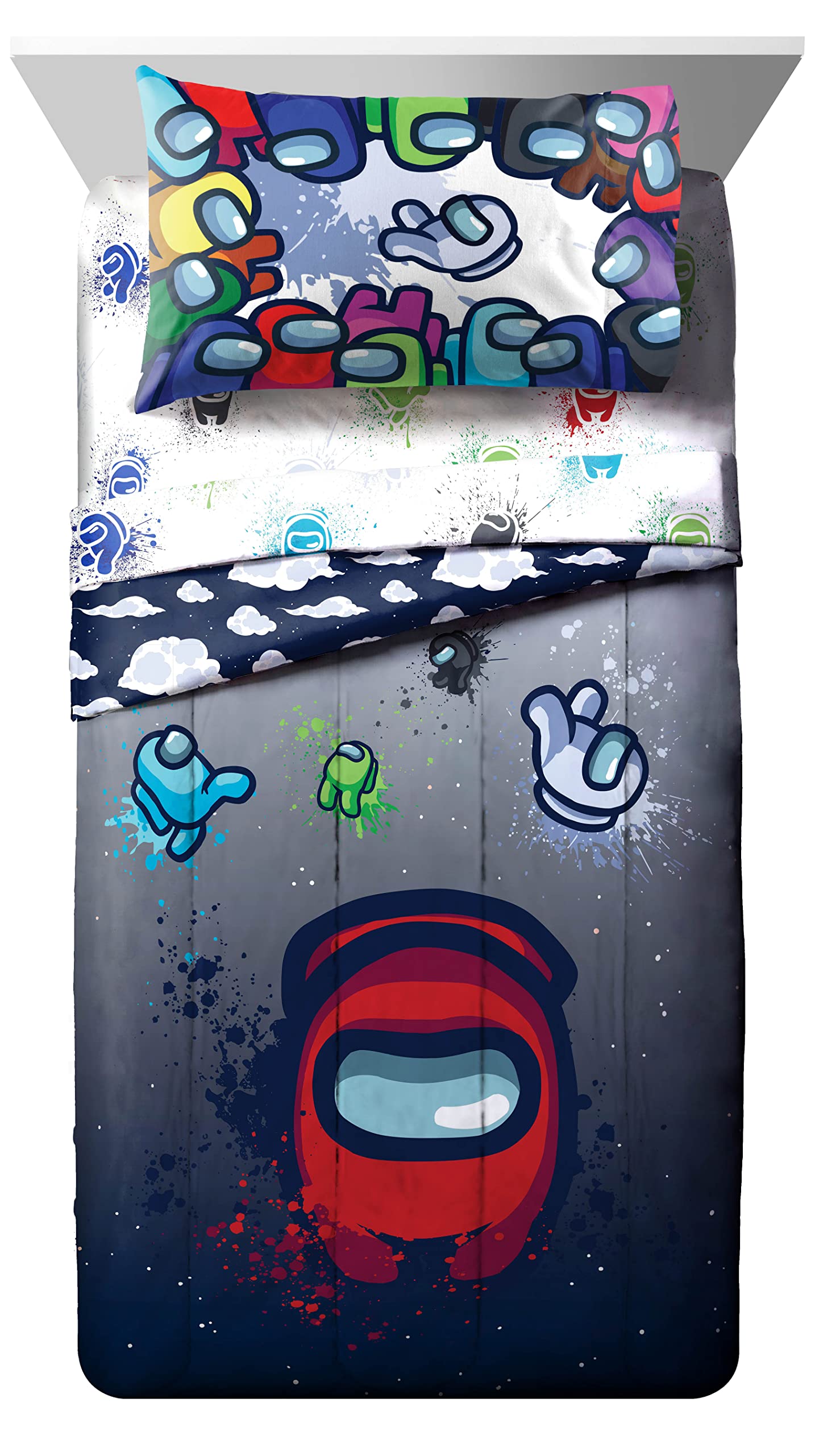 Foto 2 | Juego De Cama Jay Franco Among Us Space Splatter, Tamaño Doble - Venta Internacional.