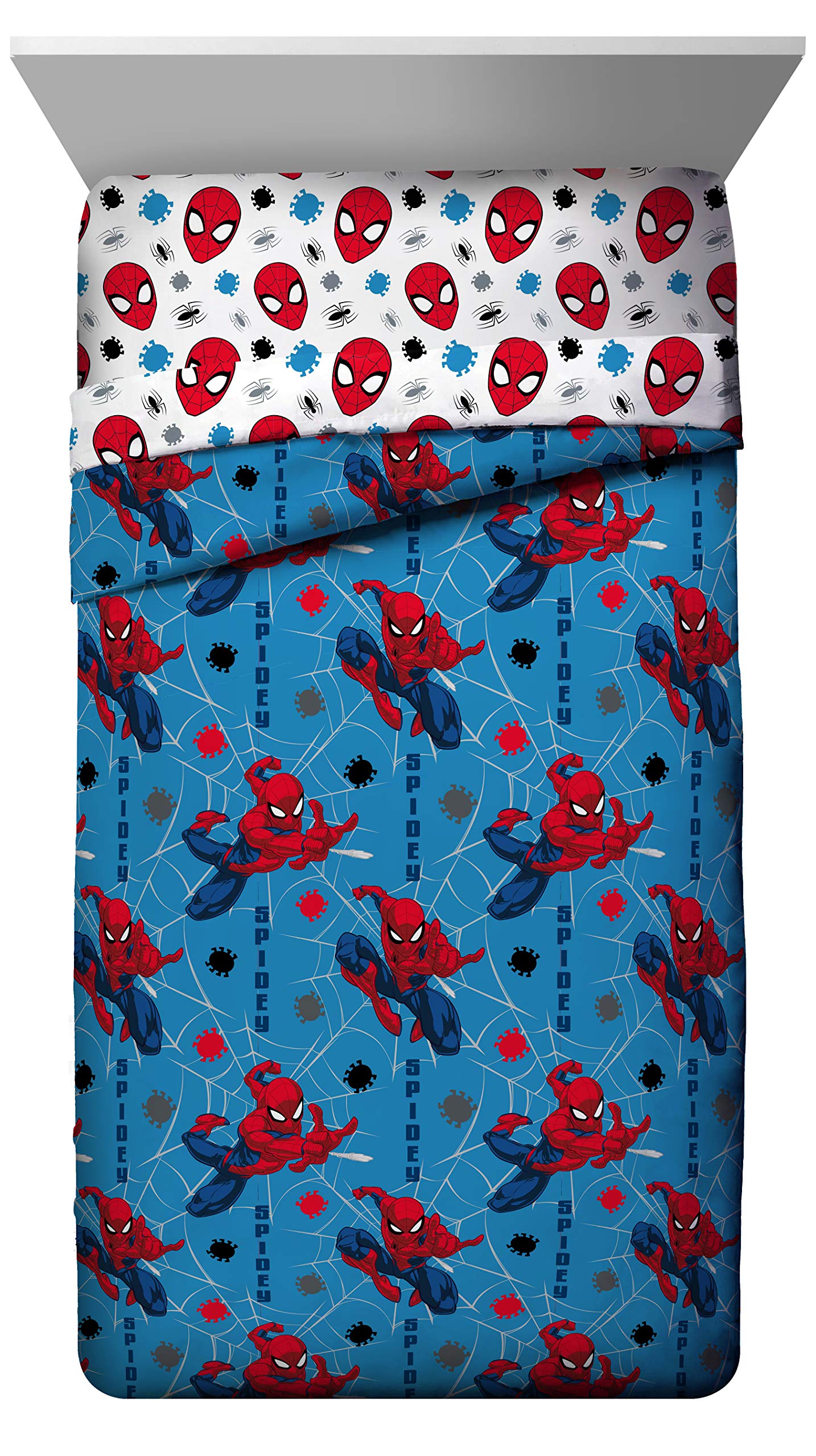 Foto 2 | Juego De Cama Jay Franco Marvel Spiderman Spidey Faces Twin - Venta Internacional.