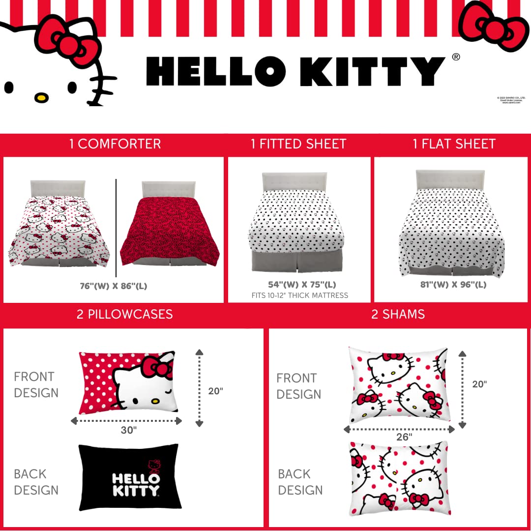 Foto 4 | Juego De Ropa De Cama Franco Collectibles Hello Kitty Polka Dot Full - Venta Internacional.