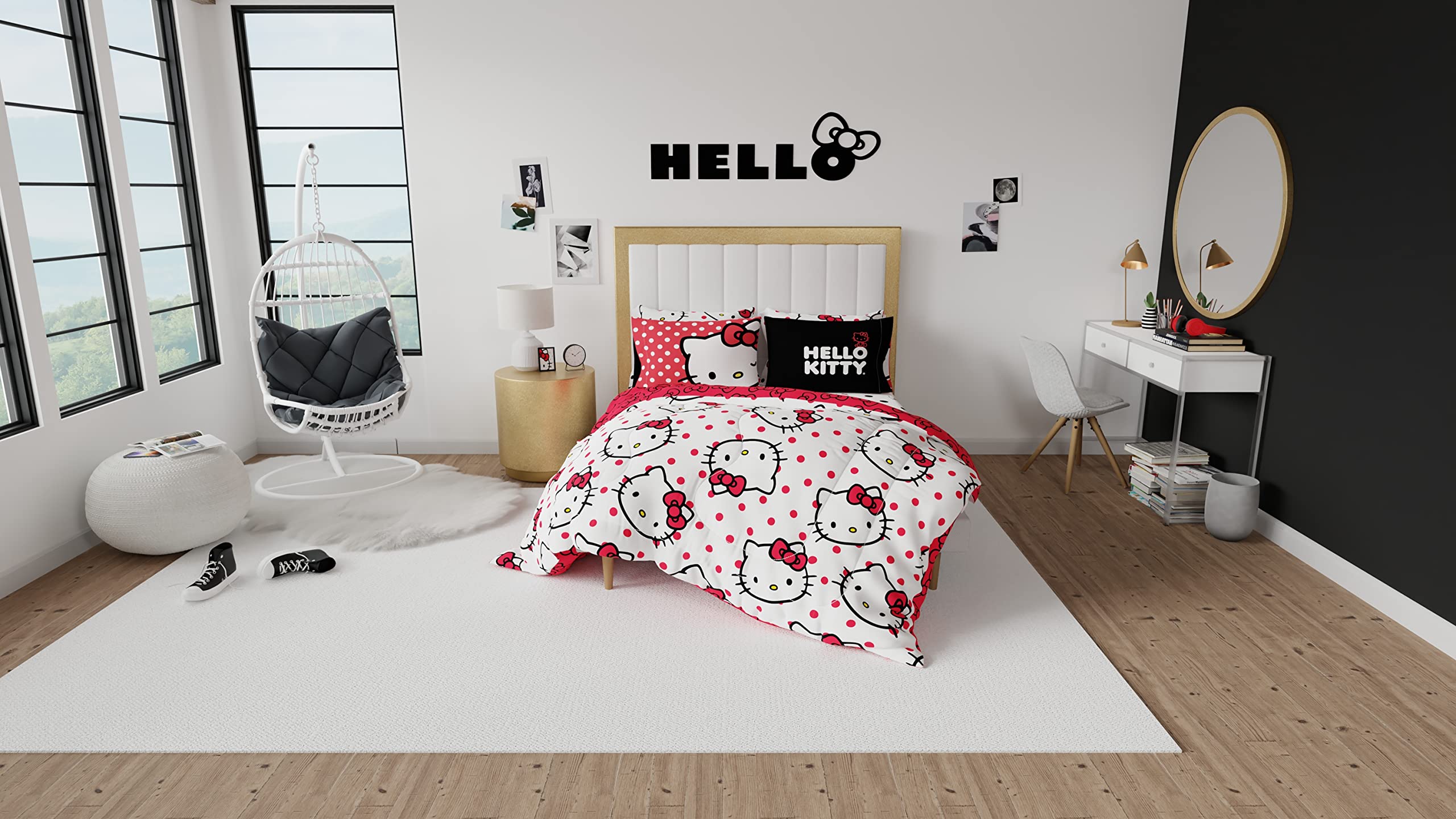 Foto 8 pulgar | Juego De Ropa De Cama Franco Collectibles Hello Kitty Polka Dot Full - Venta Internacional.