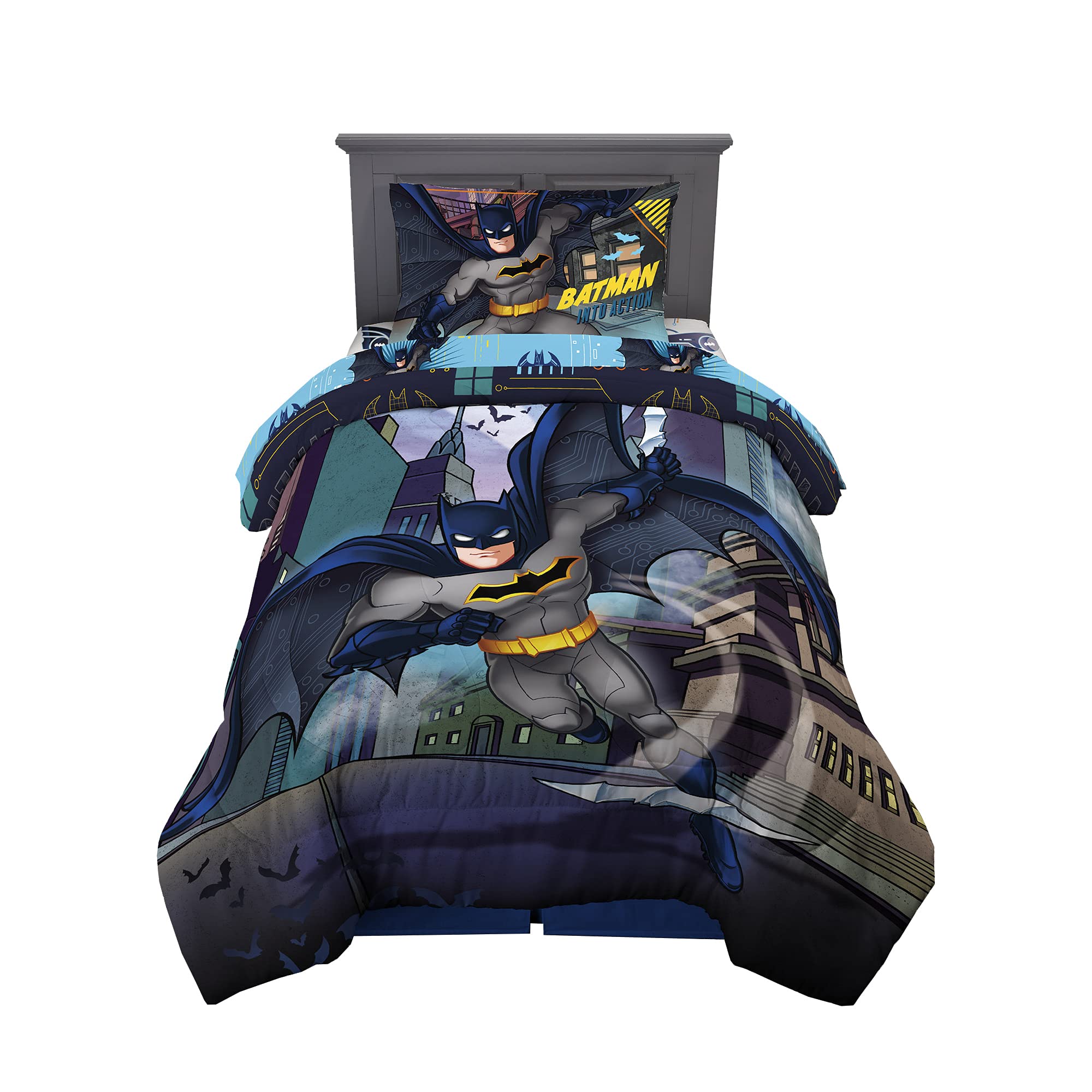 Foto 2 pulgar | Juego De Ropa De Cama Franco Batman, Tamaño Doble, Con Edredón Y Sábanas - Venta Internacional.