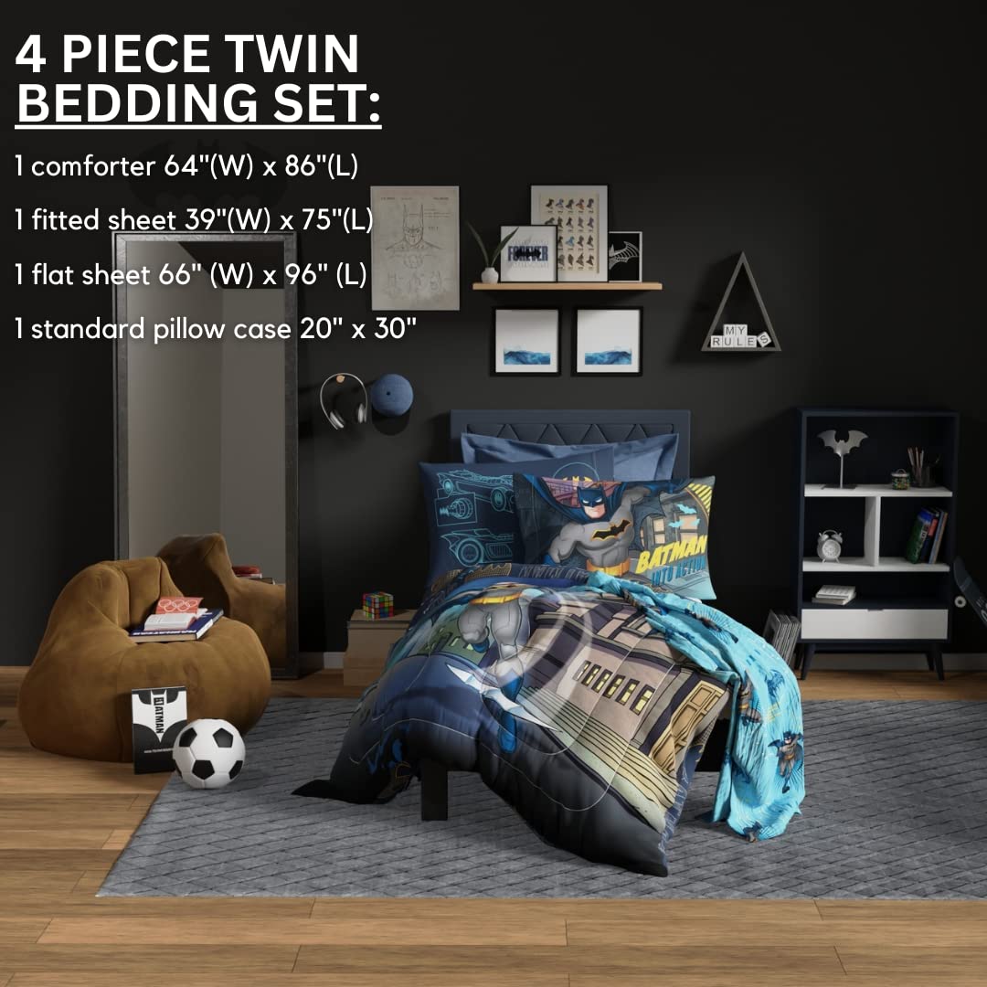 Foto 5 pulgar | Juego De Ropa De Cama Franco Batman, Tamaño Doble, Con Edredón Y Sábanas - Venta Internacional.