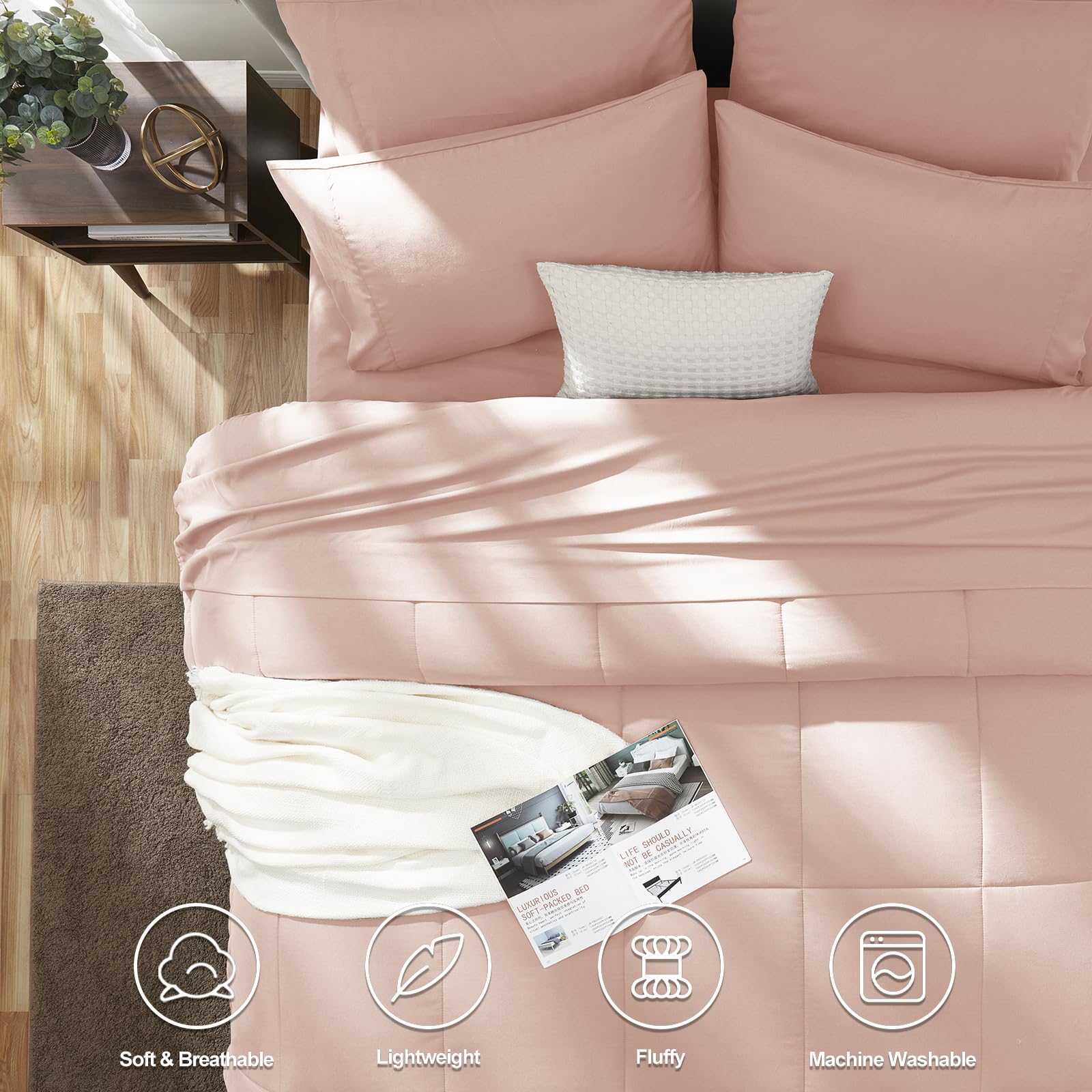 Foto 2 | Juego De Edredón Cozylux Pink Queen Size, Cama De 7 Piezas En Una Bolsa - Venta Internacional.