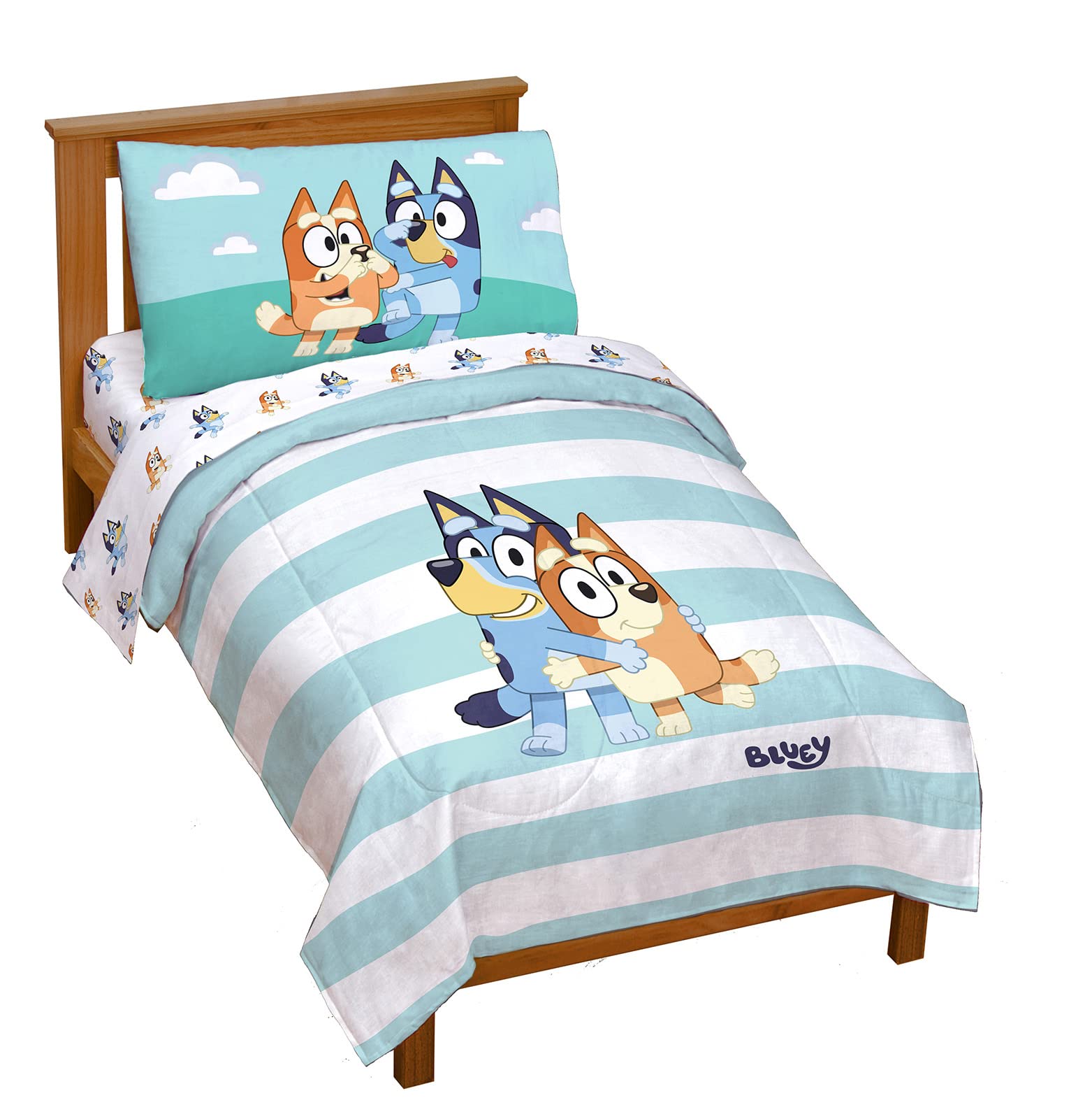 Foto 1 | Juego De Cama Jay Franco Bluey & Bingo De 4 Piezas Para Niños Pequeños - Venta Internacional.