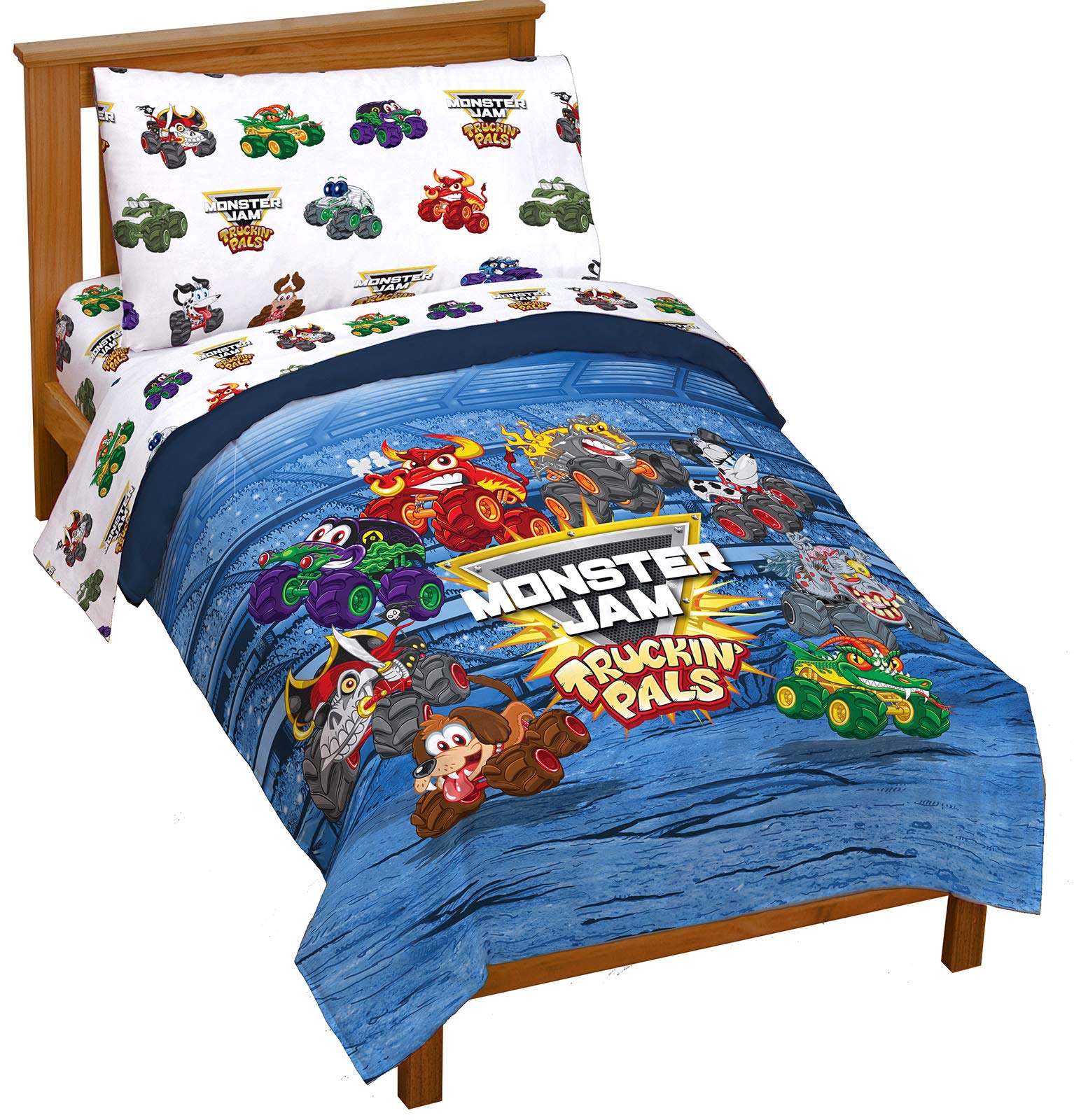 Foto 2 pulgar | Juego De Cama Jay Franco Monster Jam Truckin' Pals Para Niños Pequeños, 4 Piezas - Venta Internacional.