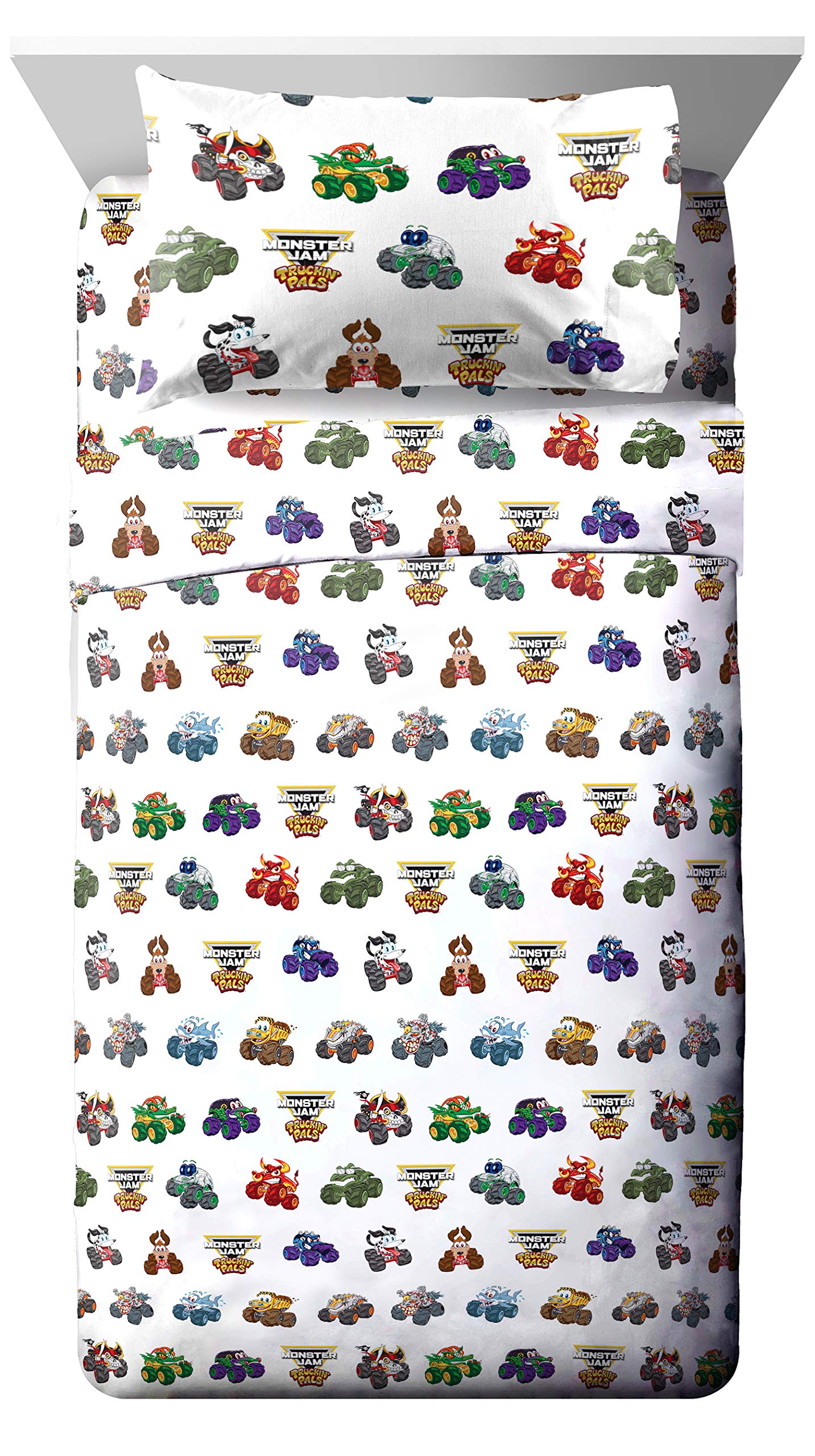Foto 4 pulgar | Juego De Cama Jay Franco Monster Jam Truckin' Pals Para Niños Pequeños, 4 Piezas - Venta Internacional.