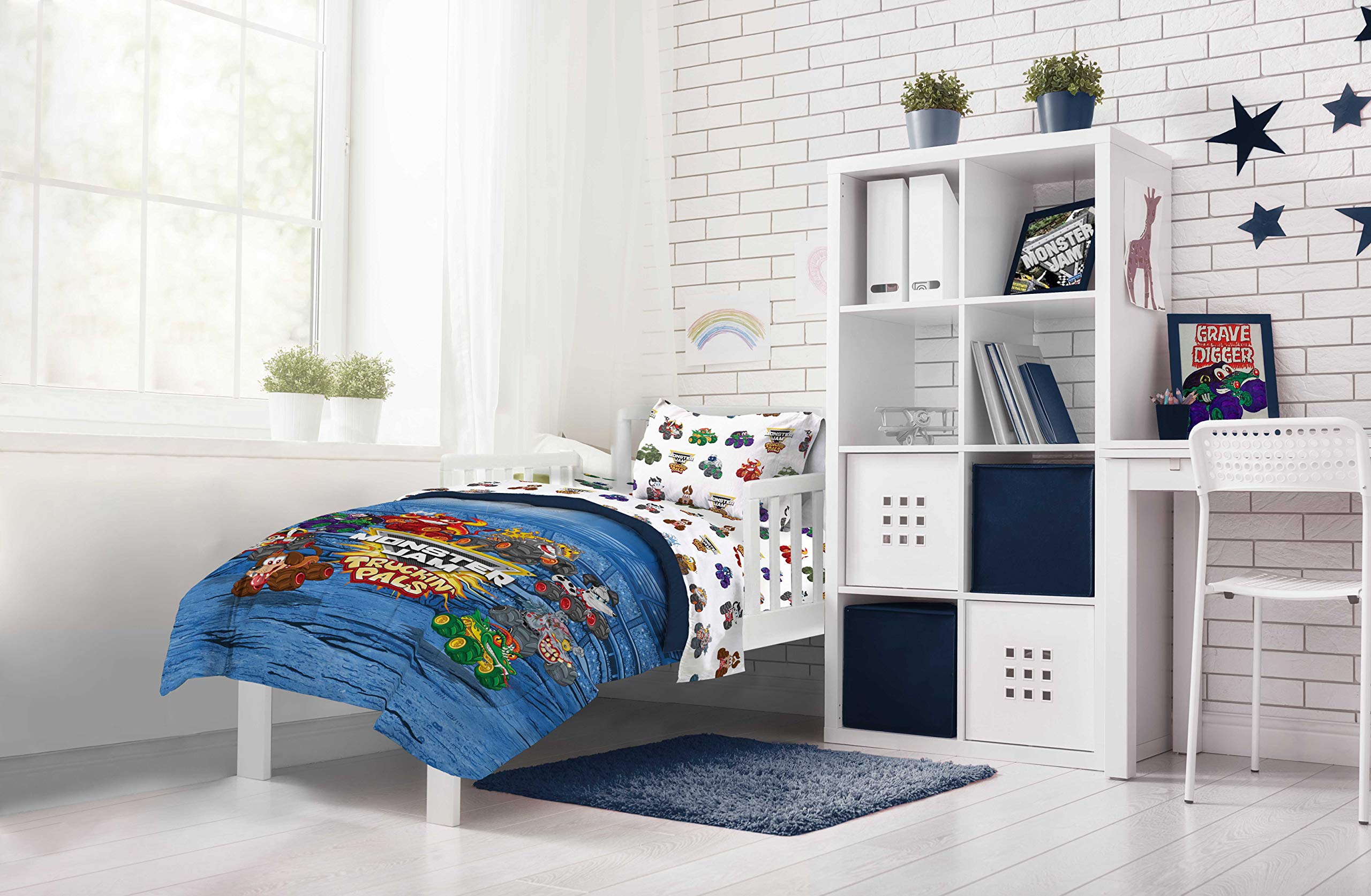 Foto 8 pulgar | Juego De Cama Jay Franco Monster Jam Truckin' Pals Para Niños Pequeños, 4 Piezas - Venta Internacional.