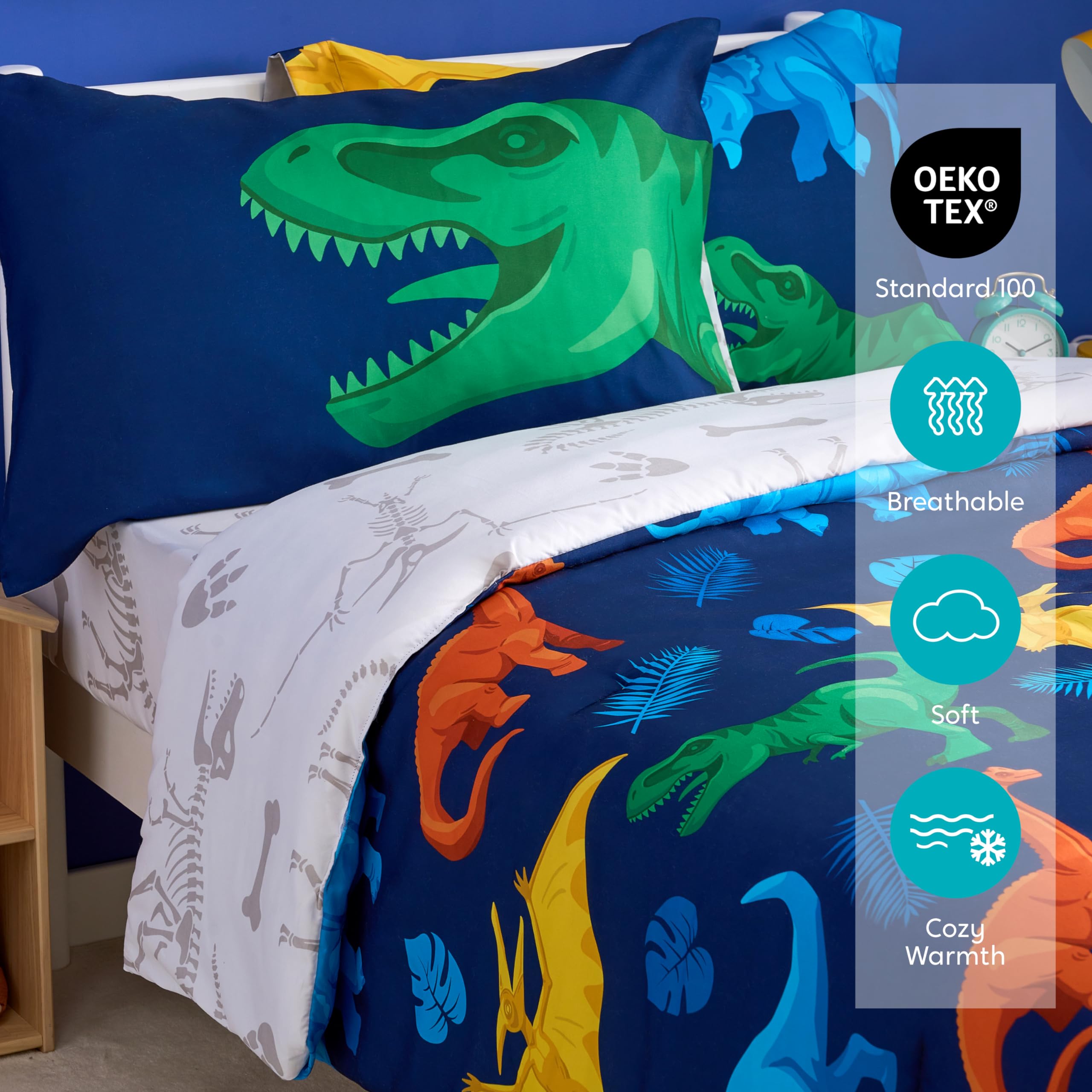 Foto 3 | Juego De Edredón Joiedomi Kid Twin, Ropa De Cama Con Diseño De Dinosaurio, 5 Piezas - Venta Internacional.