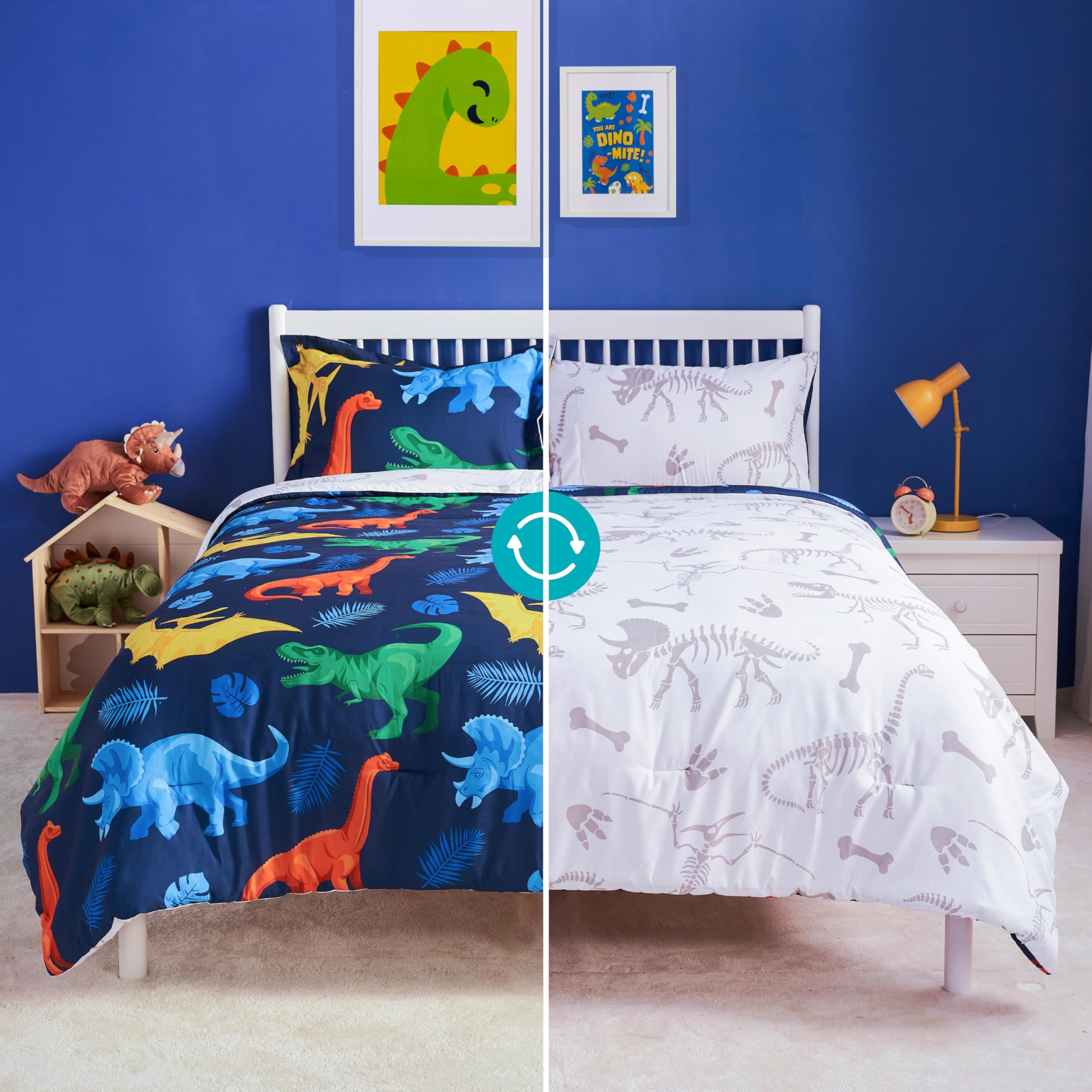 Foto 5 pulgar | Juego De Edredón Joiedomi Kid Twin, Ropa De Cama Con Diseño De Dinosaurio, 5 Piezas - Venta Internacional.