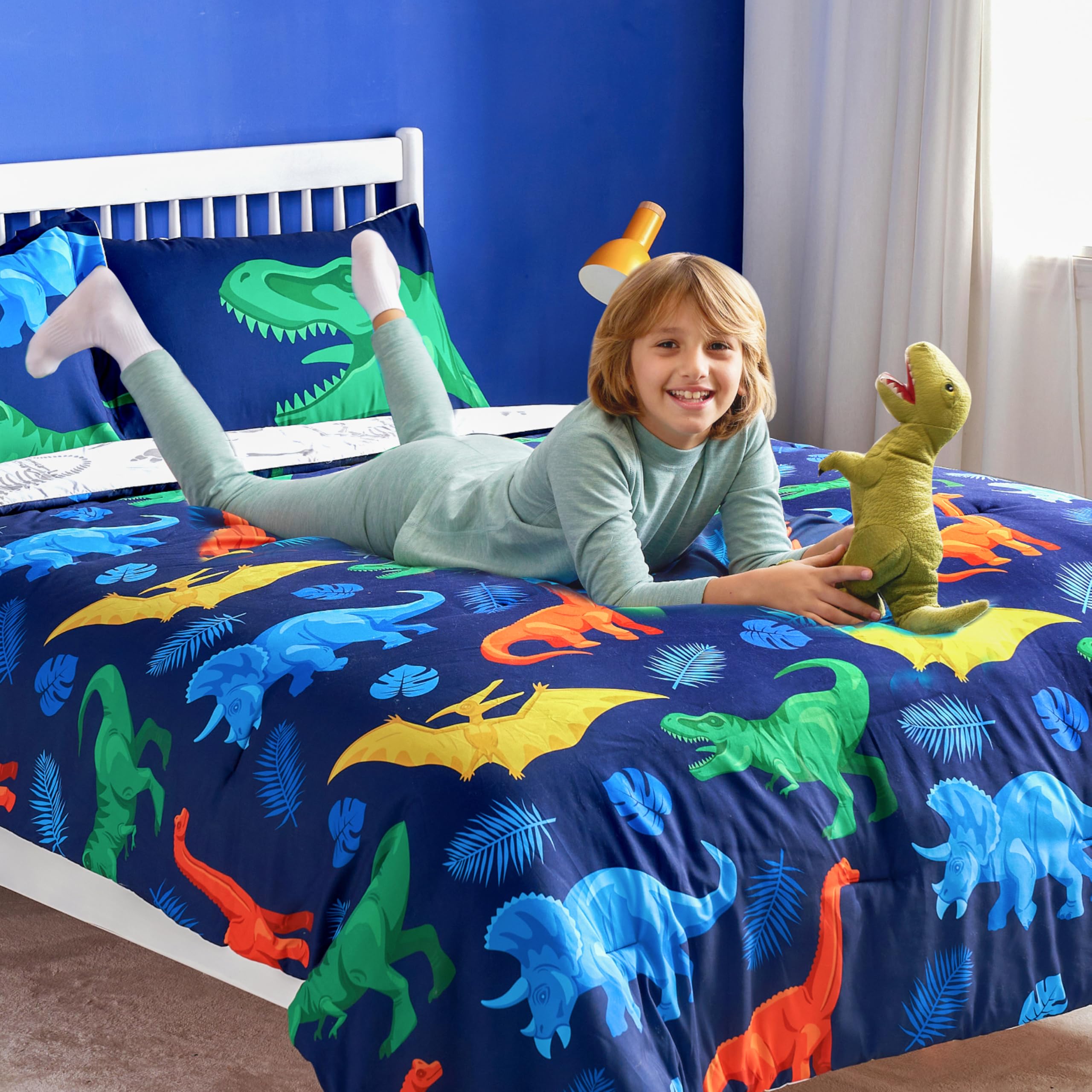 Foto 8 pulgar | Juego De Edredón Joiedomi Kid Twin, Ropa De Cama Con Diseño De Dinosaurio, 5 Piezas - Venta Internacional.