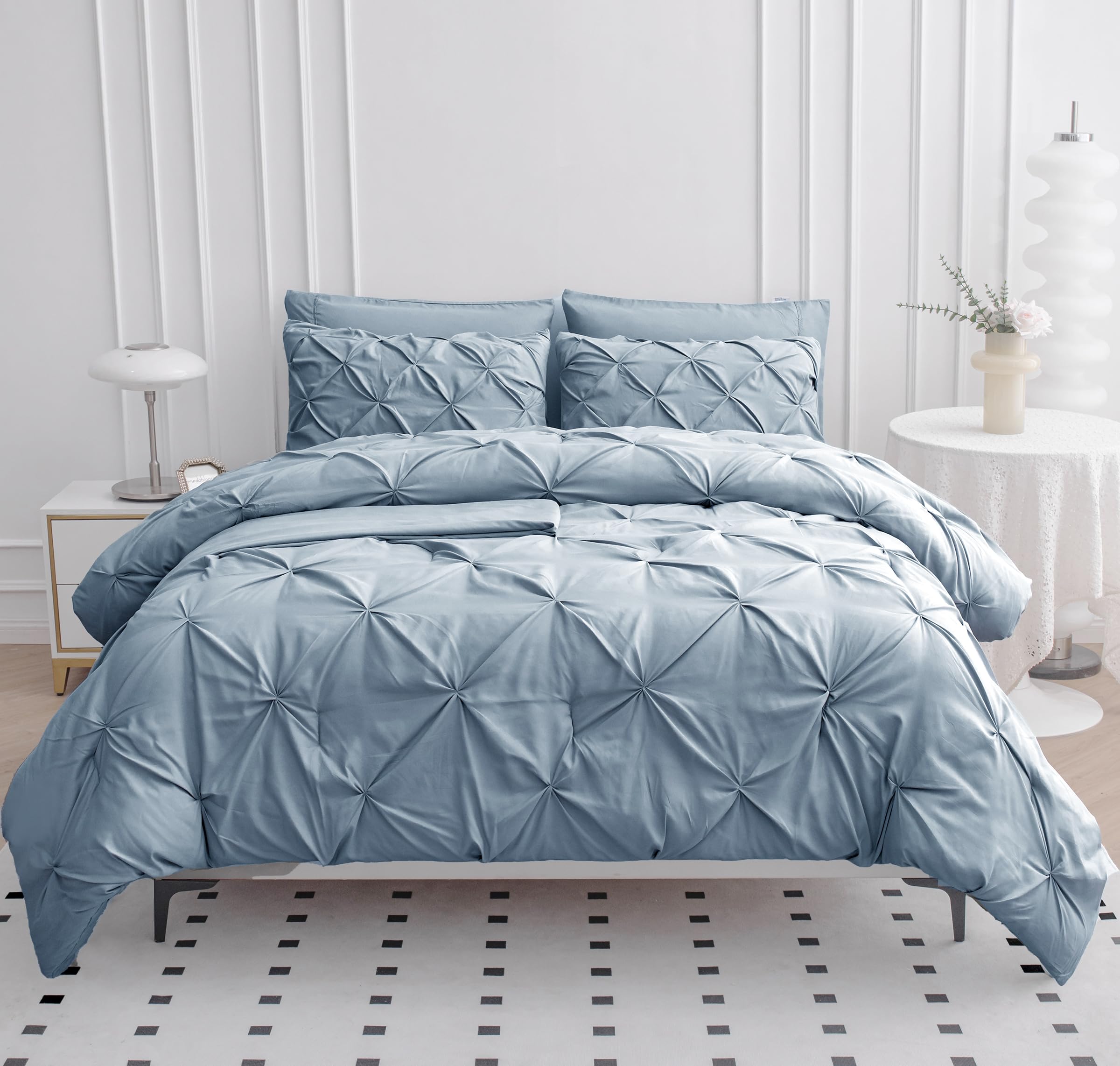 Foto 4 pulgar | Juego De Edredón Lane Linen Para Cama Doble De 5 Piezas, Azul Francés - Venta Internacional.