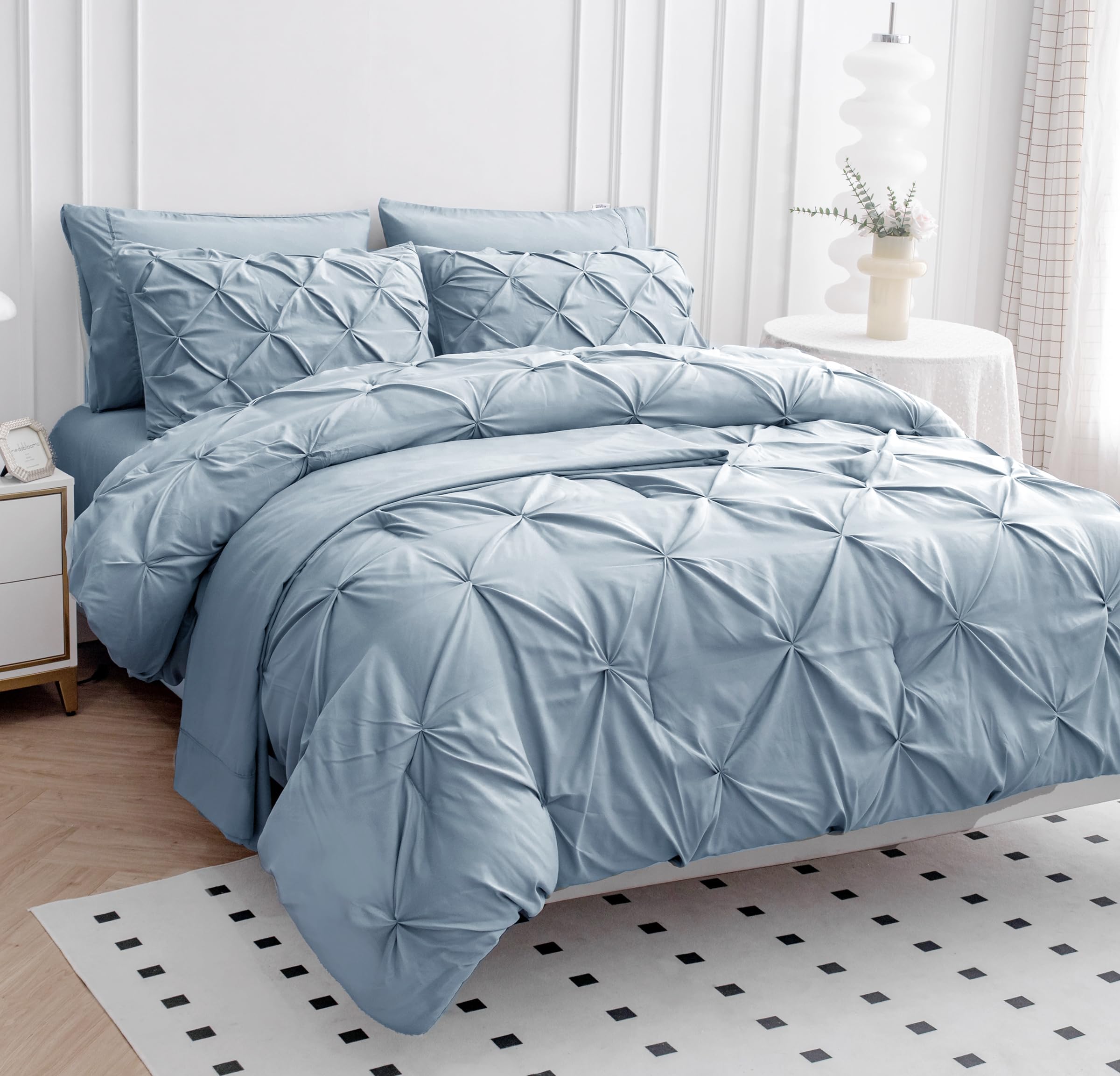 Foto 5 pulgar | Juego De Edredón Lane Linen Para Cama Doble De 5 Piezas, Azul Francés - Venta Internacional.