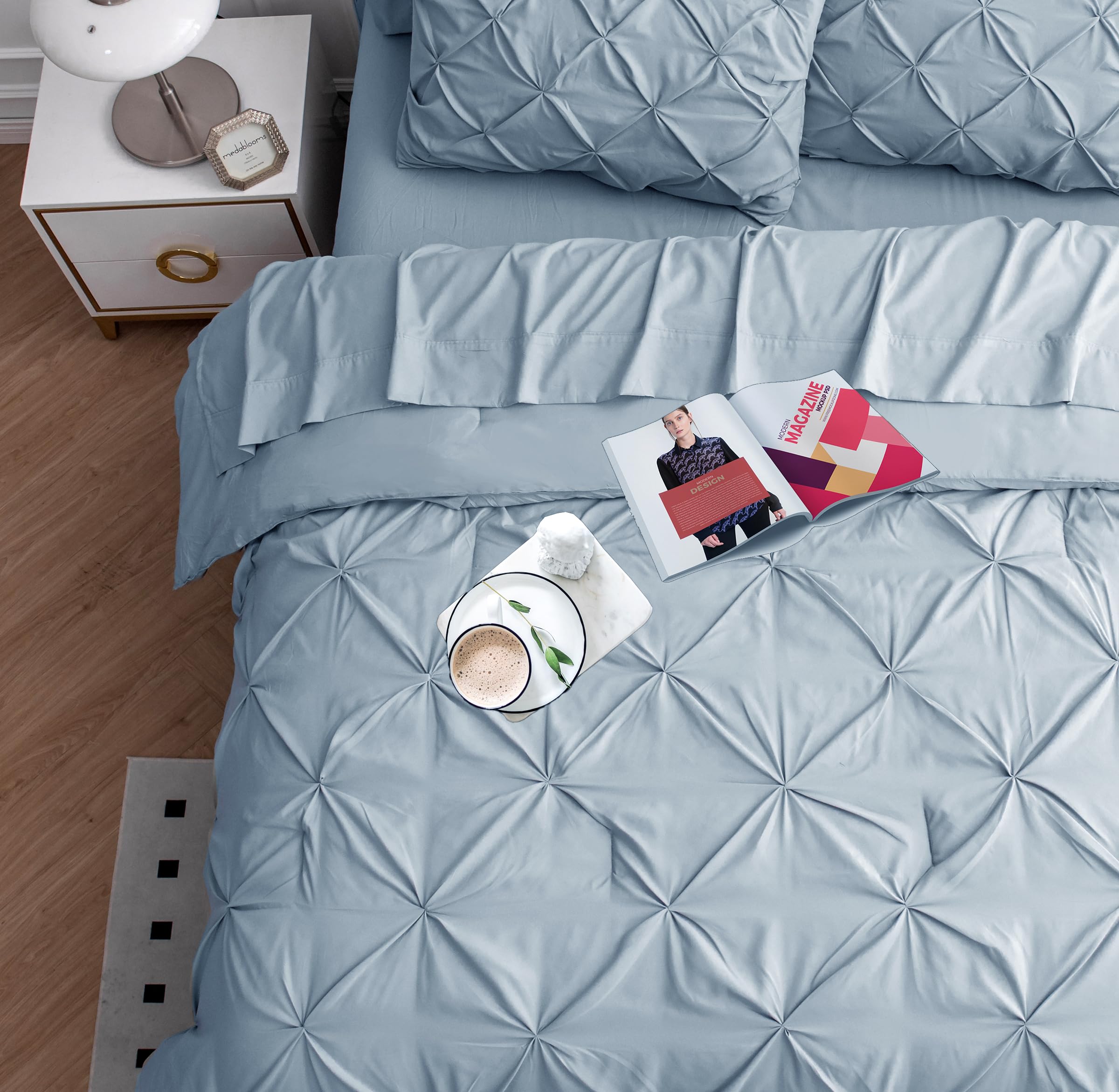 Foto 7 pulgar | Juego De Edredón Lane Linen Para Cama Doble De 5 Piezas, Azul Francés - Venta Internacional.
