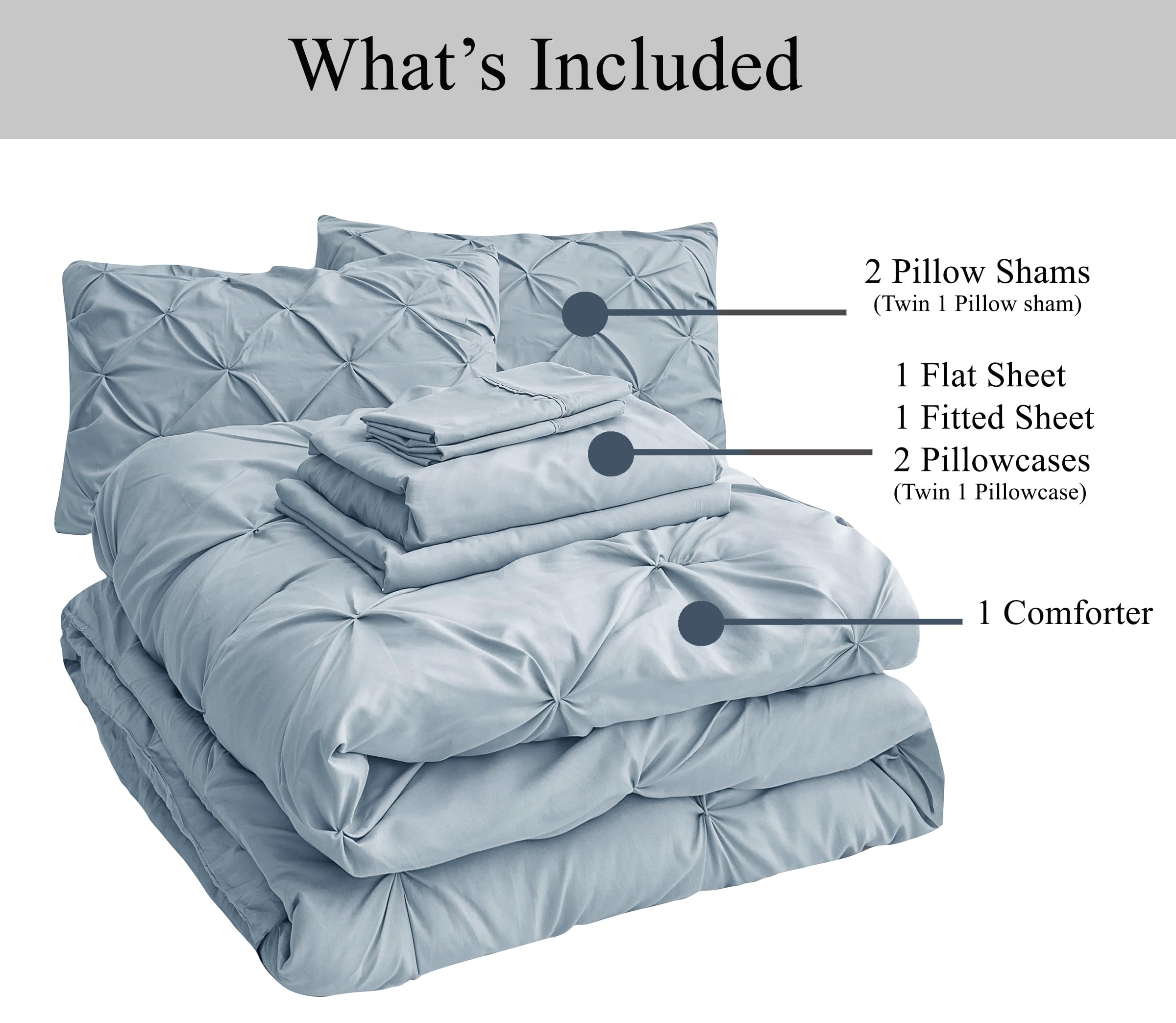Foto 7 | Juego De Edredón Lane Linen Para Cama Doble De 5 Piezas, Azul Francés - Venta Internacional.