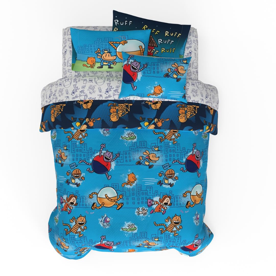 Juego De Ropa De Cama Franco Dog Man Supa Book Kids, Tamaño Completo, 7 Piezas - Venta Internacional.
