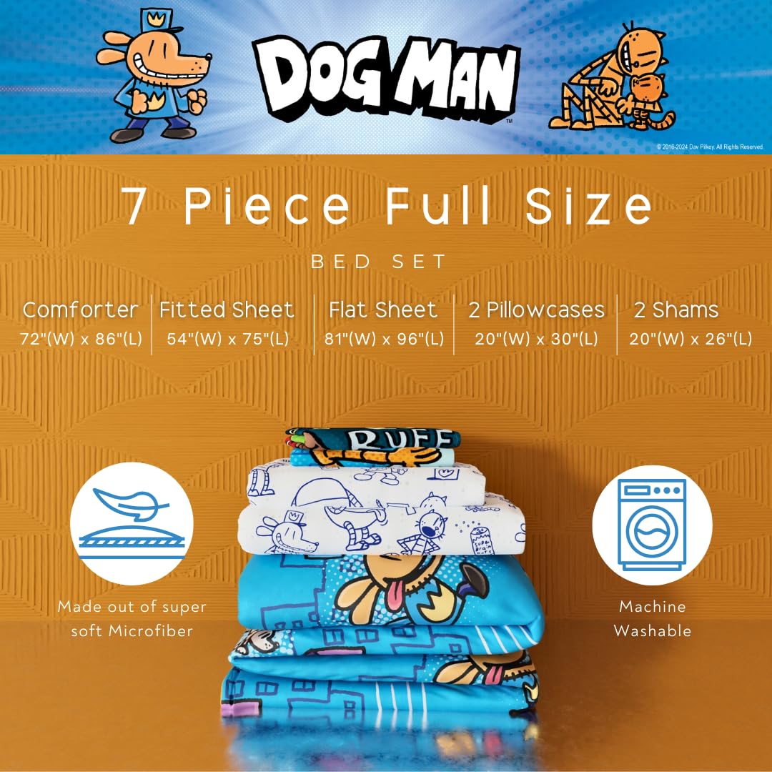 Foto 3 pulgar | Juego De Ropa De Cama Franco Dog Man Supa Book Kids, Tamaño Completo, 7 Piezas - Venta Internacional.