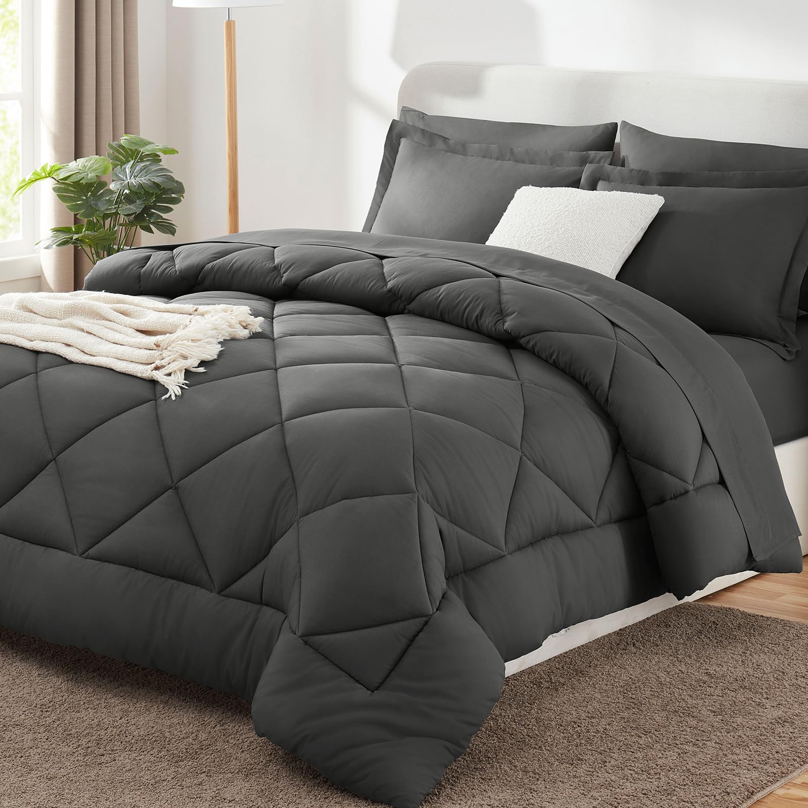 Foto 1 | Juego De Edredón Cozylux Gris Oscuro Con Sábanas Dobles, 5 Piezas - Venta Internacional.