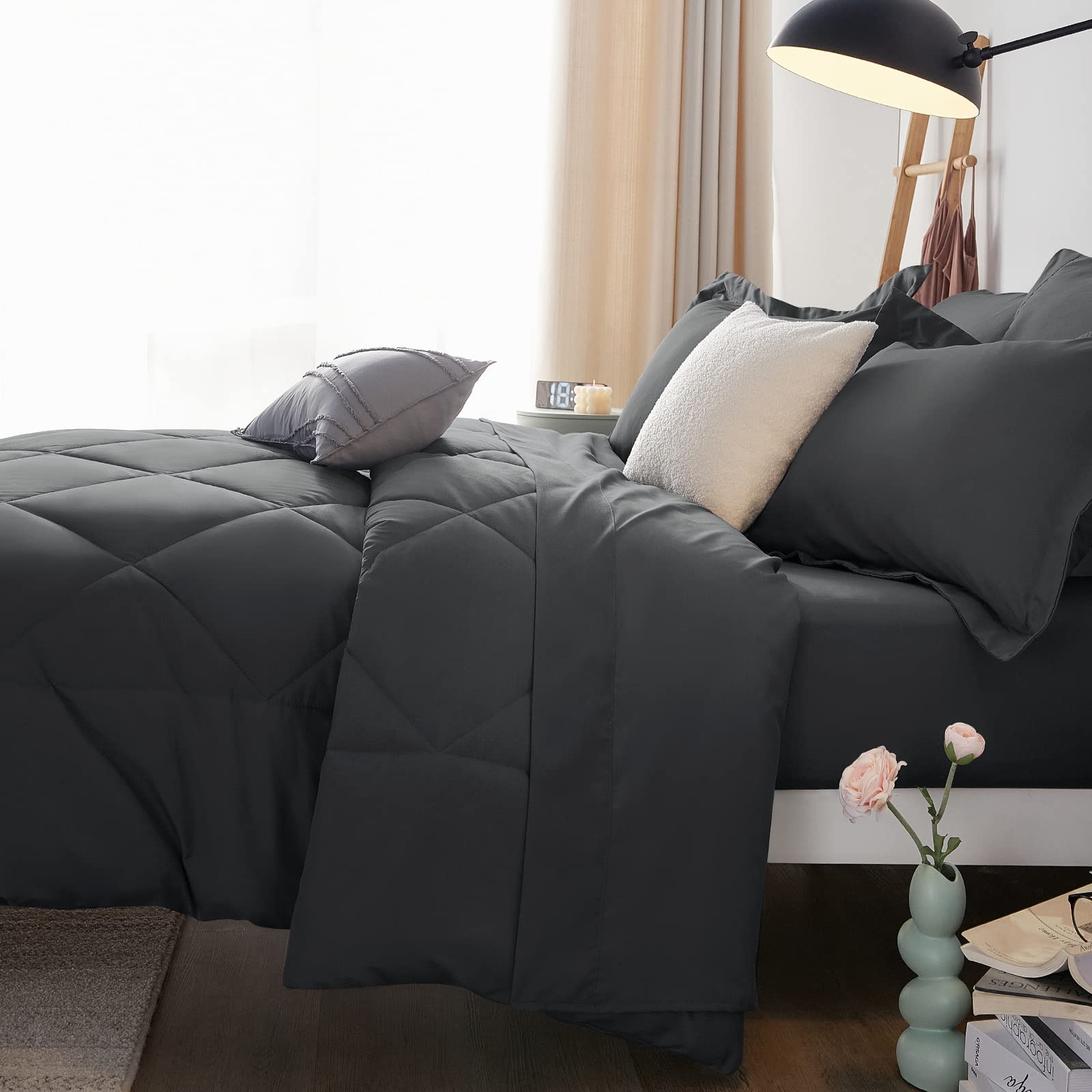 Foto 4 | Juego De Edredón Cozylux Gris Oscuro Con Sábanas Dobles, 5 Piezas - Venta Internacional.