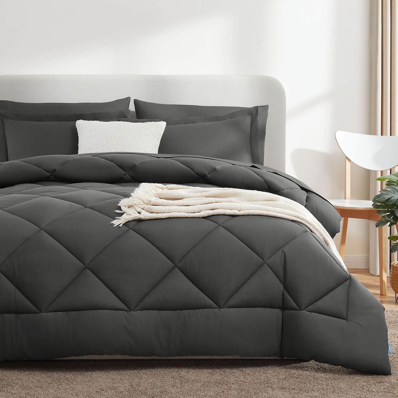 Foto 7 pulgar | Juego De Edredón Cozylux Gris Oscuro Con Sábanas Dobles, 5 Piezas - Venta Internacional.