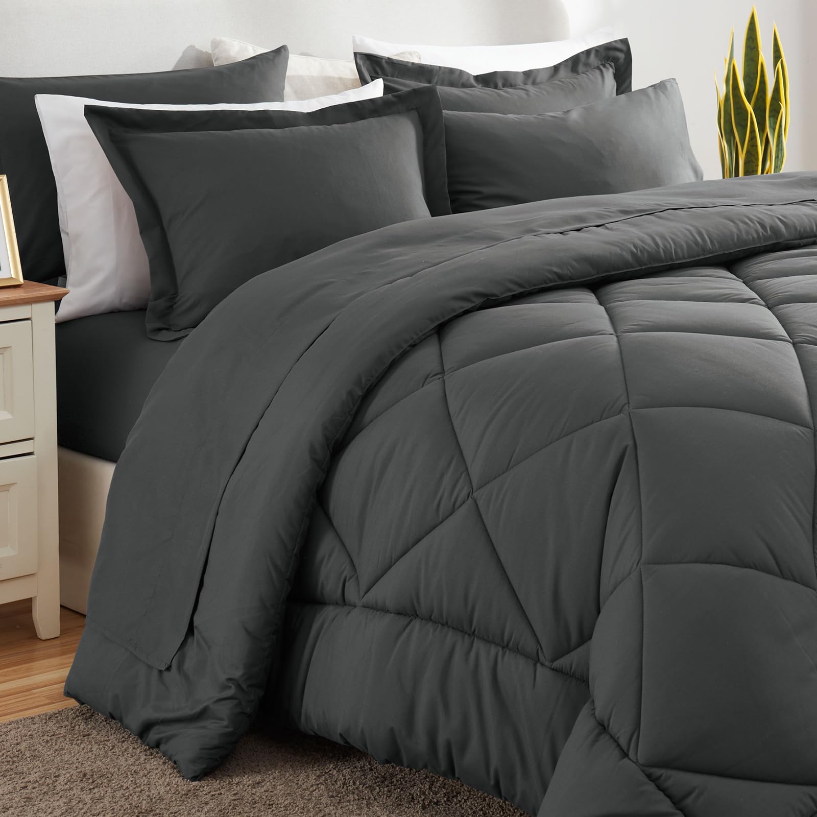 Foto 7 | Juego De Edredón Cozylux Gris Oscuro Con Sábanas Dobles, 5 Piezas - Venta Internacional.