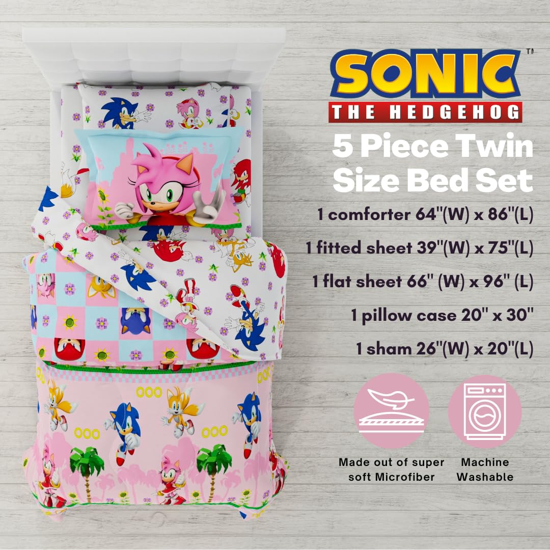 Foto 3 pulgar | Juego De Cama Franco Sonic The Hedgehog Girl Anime Talla Twin - Venta Internacional.