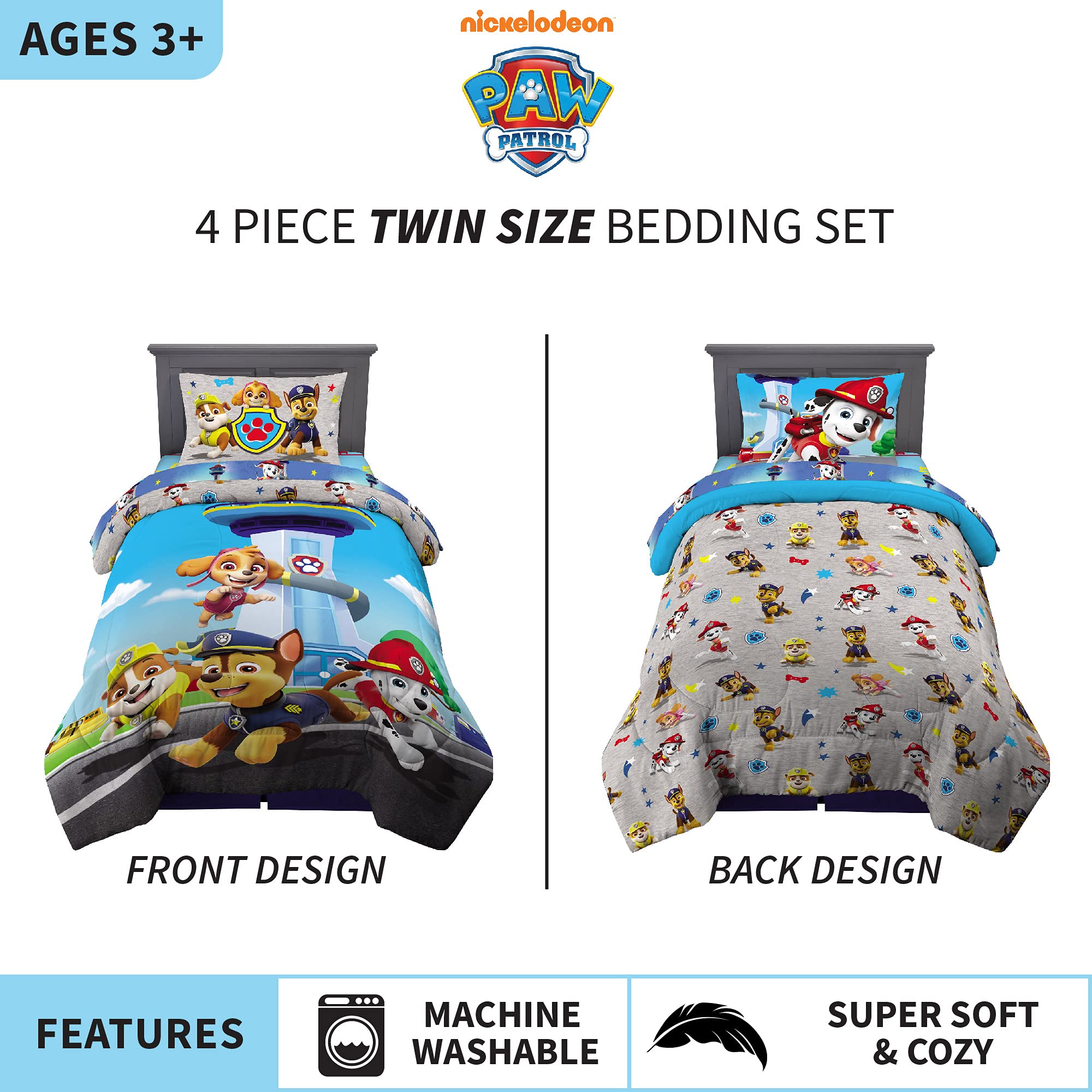 Foto 2 | Juego De Ropa De Cama Franco Paw Patrol, Edredón Y Sábana, Para Dos Personas - Venta Internacional.