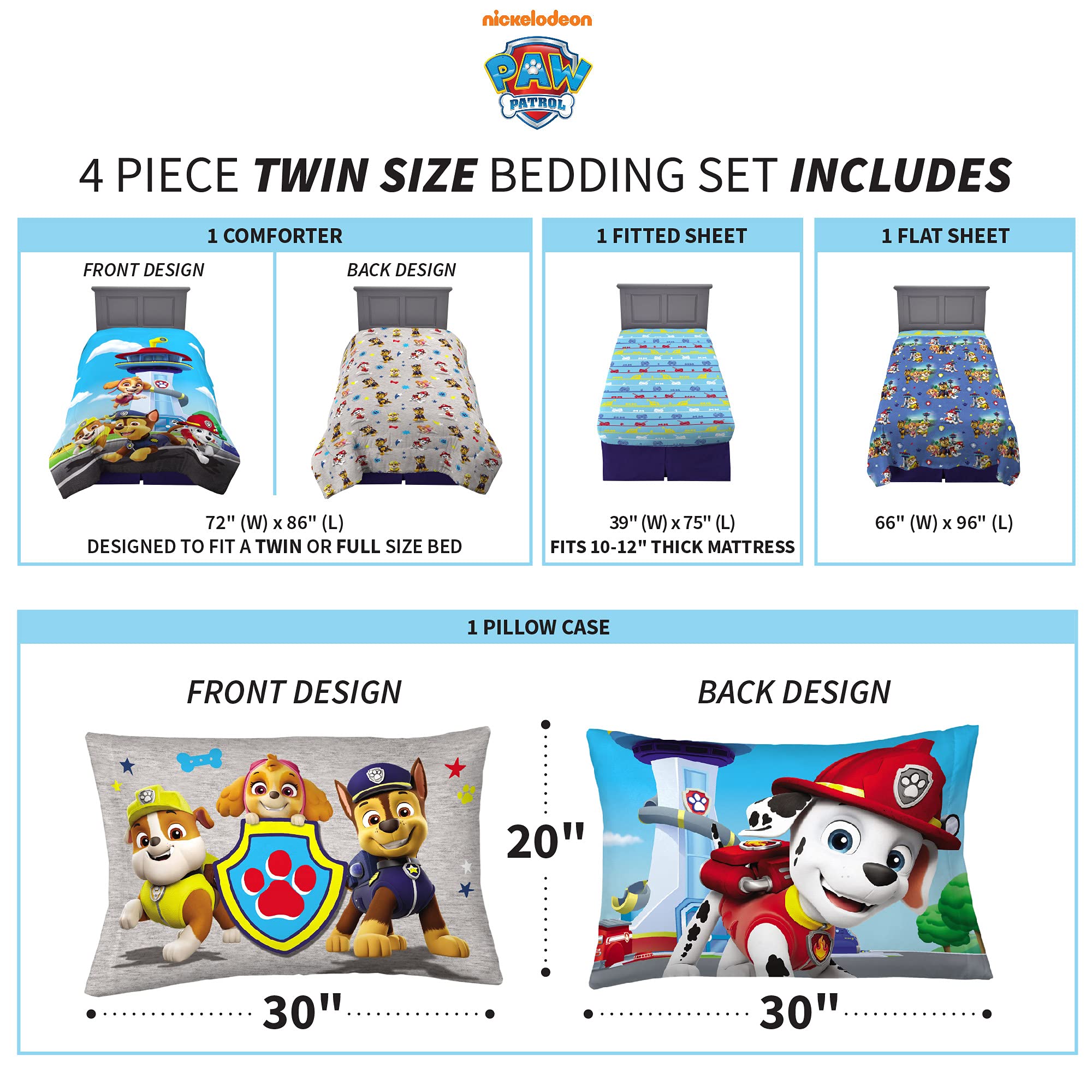 Foto 4 pulgar | Juego De Ropa De Cama Franco Paw Patrol, Edredón Y Sábana, Para Dos Personas - Venta Internacional.