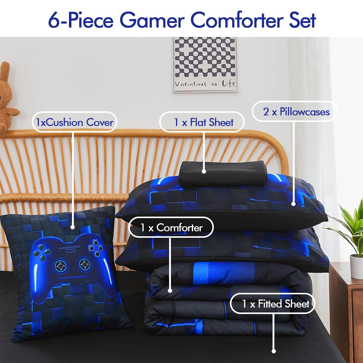 Foto 4 pulgar | Set De Juego Bed In A Bag Perfemet, Tamaño Doble, 6 Piezas, Azul - Venta Internacional.