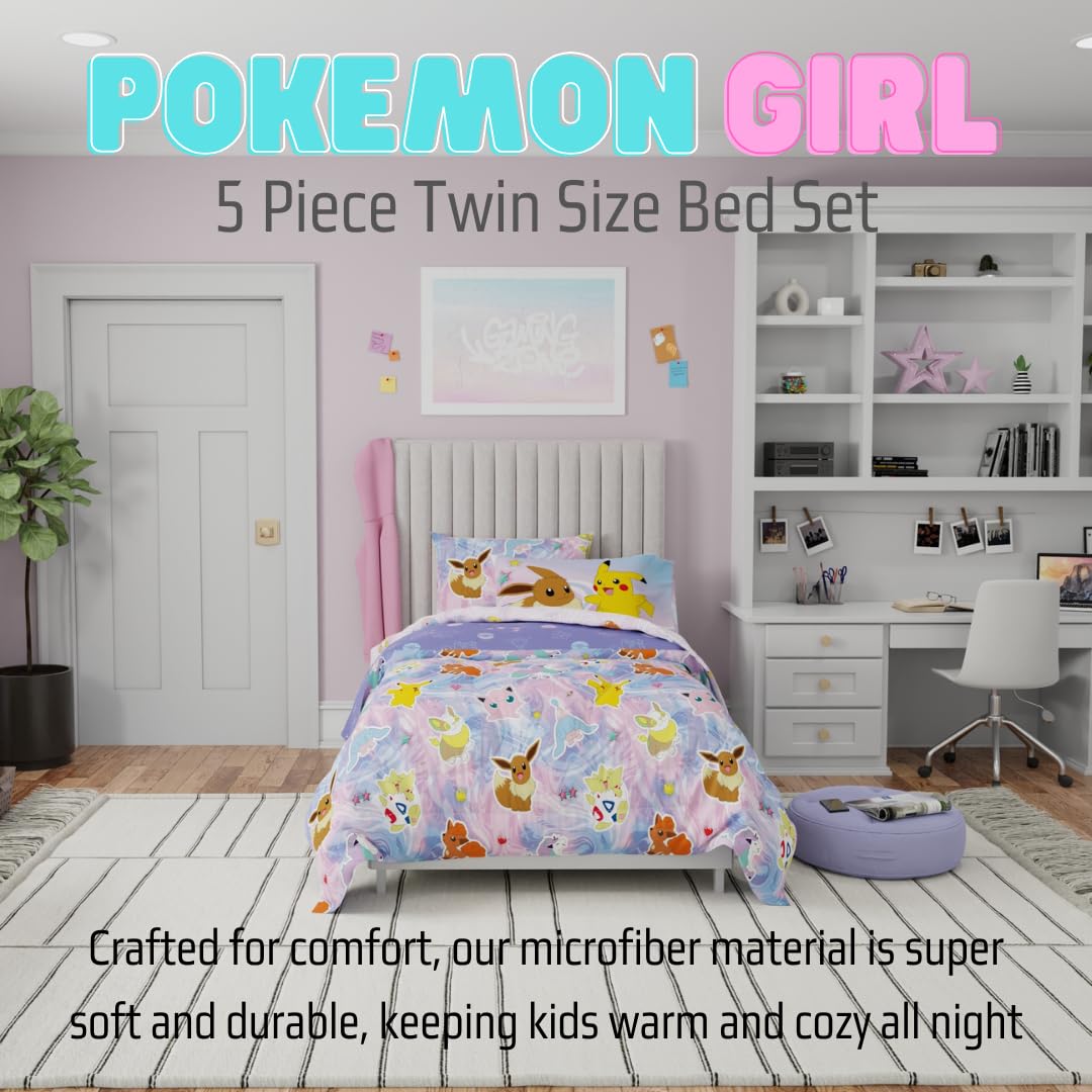 Foto 2 | Juego De Ropa De Cama Franco Pokémon Girl Anime Kids, Tamaño Doble - Venta Internacional.
