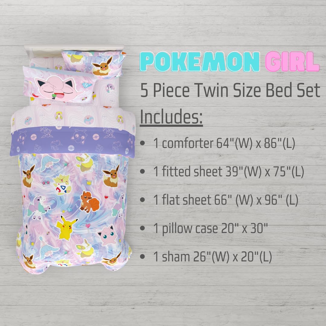Foto 4 pulgar | Juego De Ropa De Cama Franco Pokémon Girl Anime Kids, Tamaño Doble - Venta Internacional.