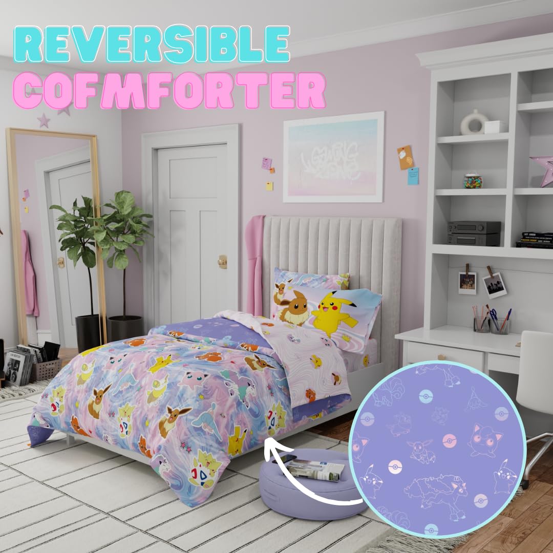 Foto 4 | Juego De Ropa De Cama Franco Pokémon Girl Anime Kids, Tamaño Doble - Venta Internacional.