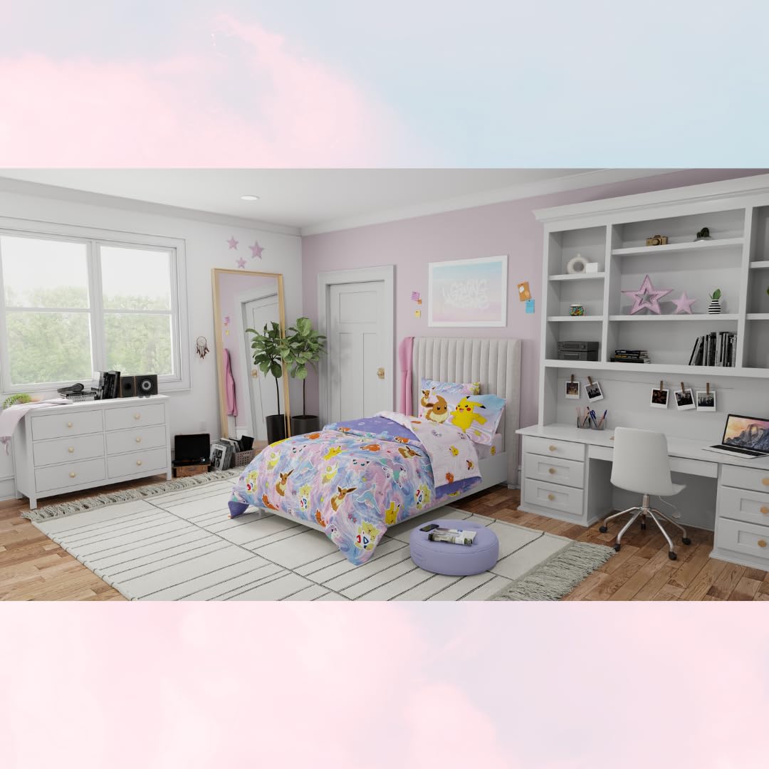 Foto 7 | Juego De Ropa De Cama Franco Pokémon Girl Anime Kids, Tamaño Doble - Venta Internacional.