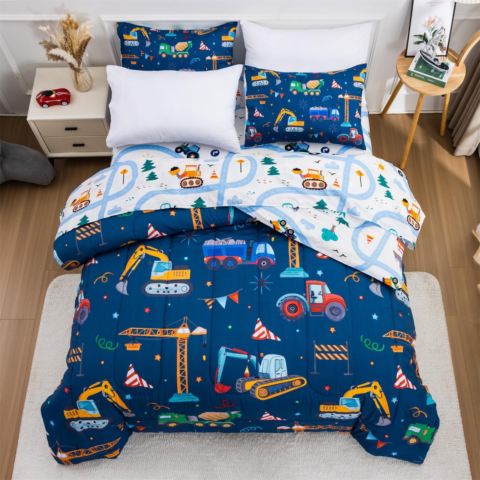Foto 3 pulgar | Juego De Ropa De Cama Holawakaka Para Camiones, Tractores, Coches, Niños, Tamaño Completo - Venta Internacional.