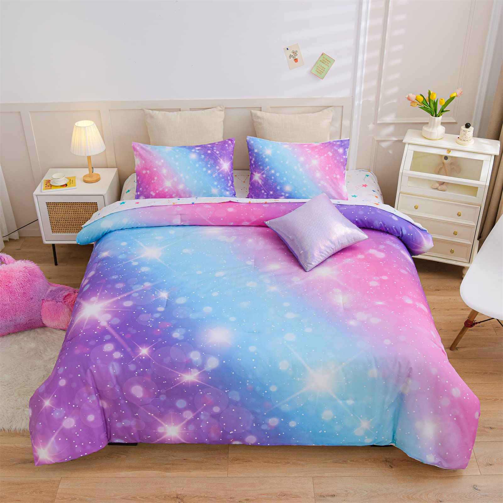 Foto 2 pulgar | Juego De Cama A Nice Night Gradient Glitter Para Niñas, Talla Doble - Venta Internacional.