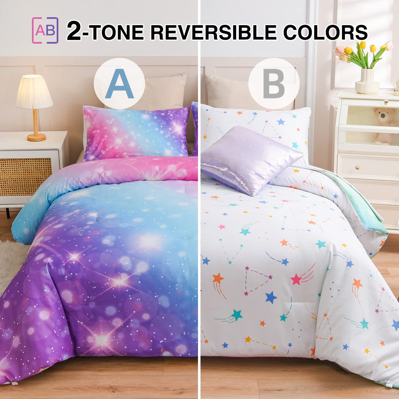 Foto 3 pulgar | Juego De Cama A Nice Night Gradient Glitter Para Niñas, Talla Doble - Venta Internacional.