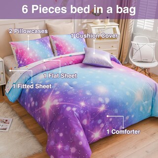 Foto 3 | Juego De Cama A Nice Night Gradient Glitter Para Niñas, Talla Doble - Venta Internacional.