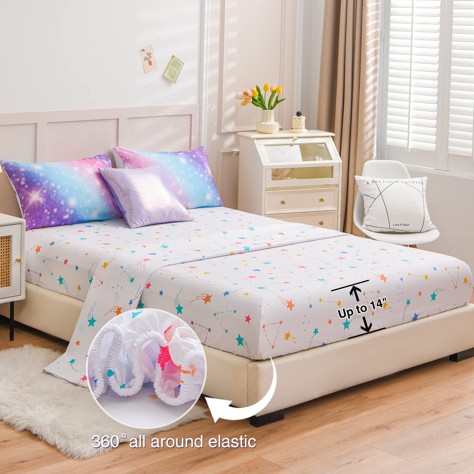 Foto 6 pulgar | Juego De Cama A Nice Night Gradient Glitter Para Niñas, Talla Doble - Venta Internacional.