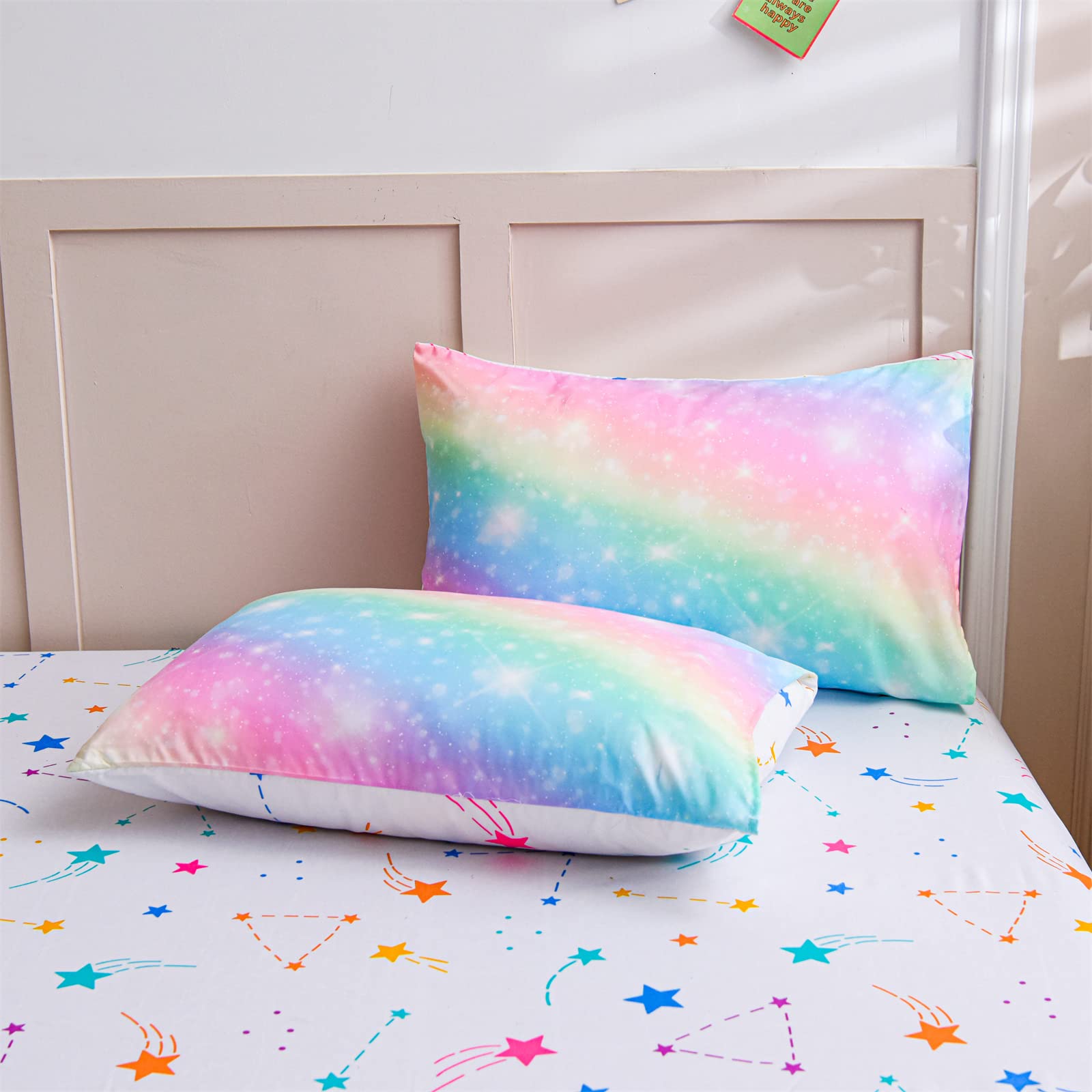 Foto 8 pulgar | Juego De Cama A Nice Night Glitter Rainbow Queen Con Purpurina - Venta Internacional.