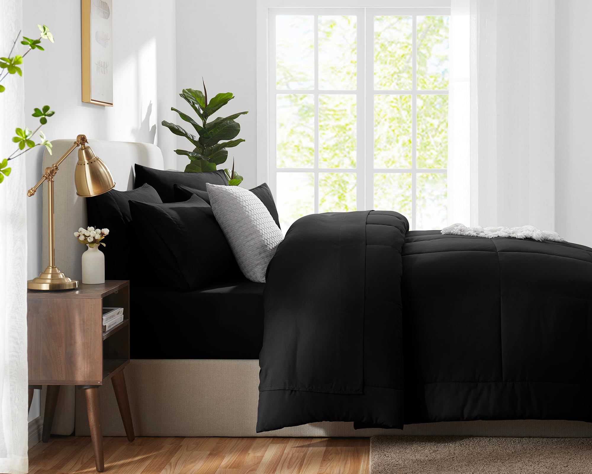Foto 5 pulgar | Juego De Edredón Cozylux Para Cama Individual Negra En Una Bolsa, 5 Piezas - Venta Internacional.