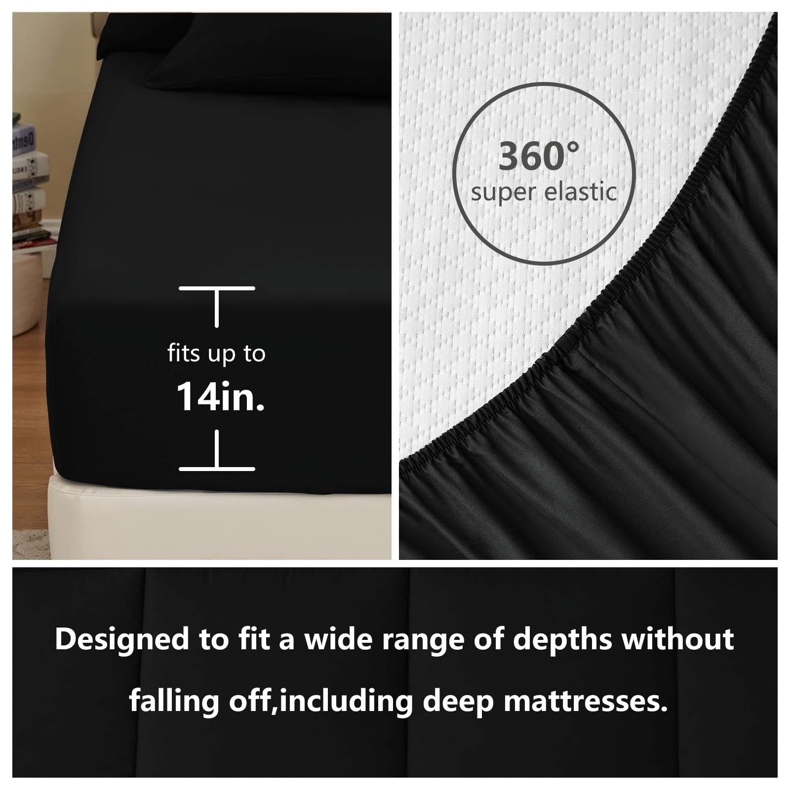 Foto 5 | Juego De Edredón Cozylux Para Cama Individual Negra En Una Bolsa, 5 Piezas - Venta Internacional.