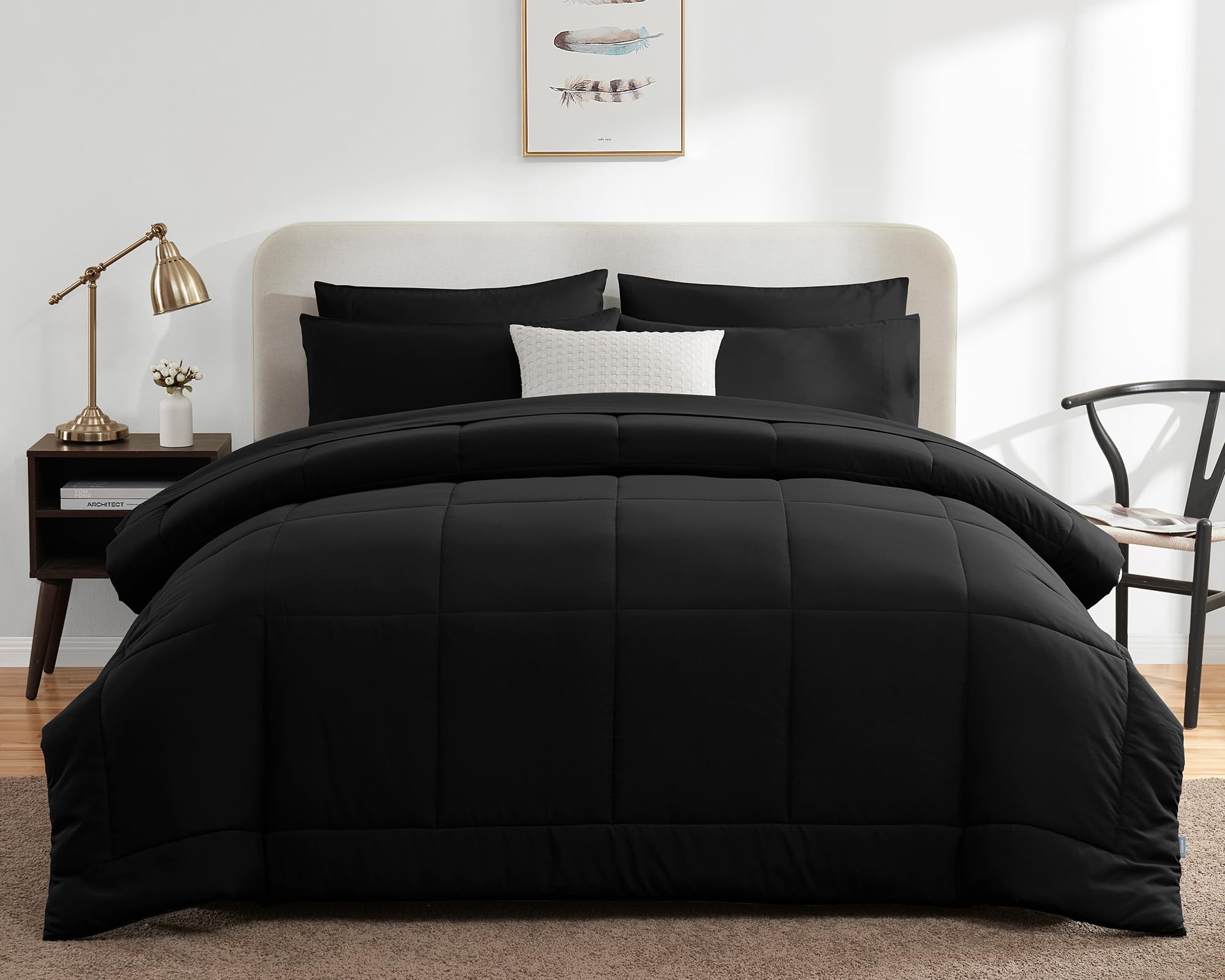 Foto 6 | Juego De Edredón Cozylux Para Cama Individual Negra En Una Bolsa, 5 Piezas - Venta Internacional.