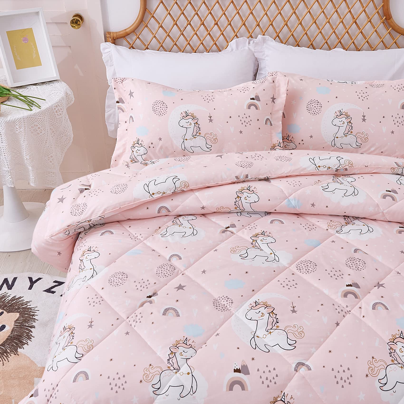 Foto 2 | Juego De Edredón Jsd Pink Unicorn Kids, Tamaño Doble, 2 Piezas - Venta Internacional.